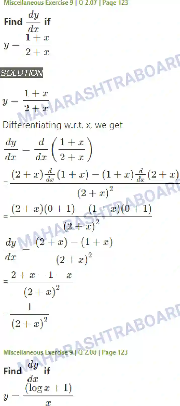 Maharashtra Board Solution Class-11 Mathematics+&+Statistics+-+1 Differentiation Image 42