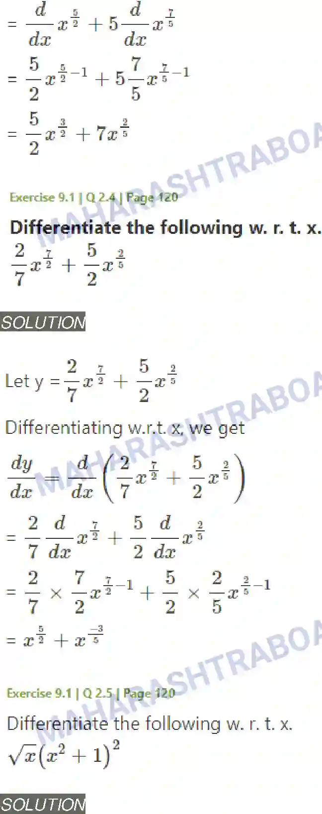 Maharashtra Board Solution Class-11 Mathematics+&+Statistics+-+1 Differentiation Image 5