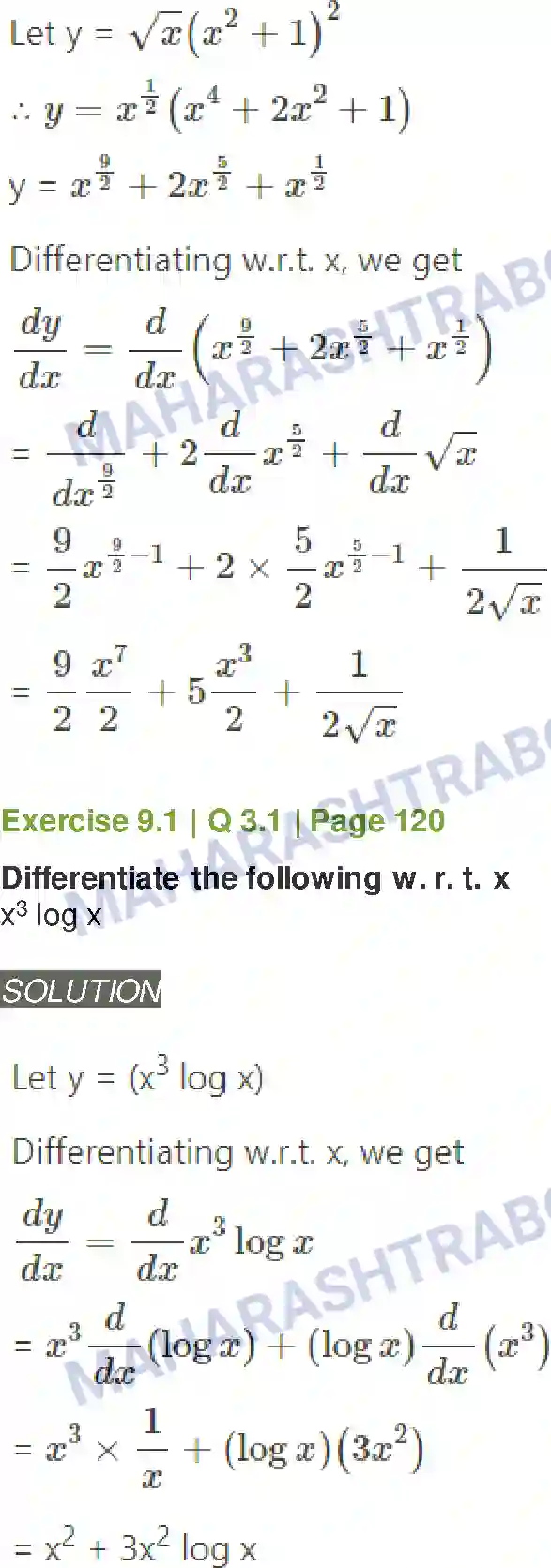 Maharashtra Board Solution Class-11 Mathematics+&+Statistics+-+1 Differentiation Image 6