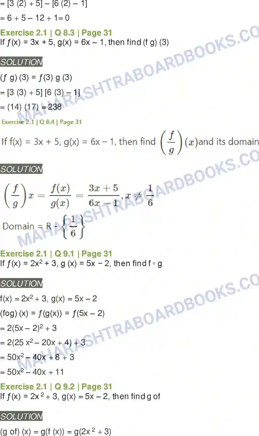 Maharashtra Board Solution Class-11 Mathematics+&+Statistics+-+1 Functions Image 7