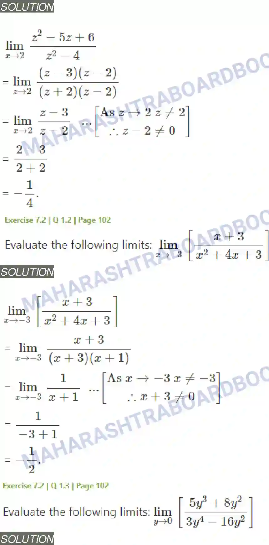 Maharashtra Board Solution Class-11 Mathematics+&+Statistics+-+1 Limits Image 10