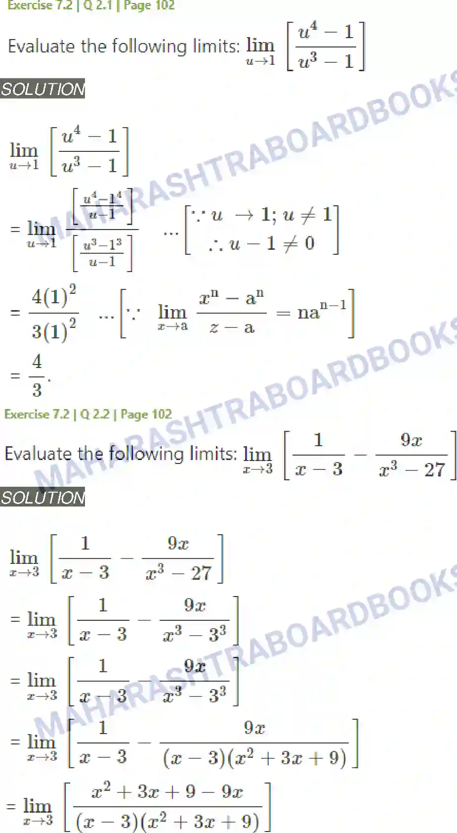 Maharashtra Board Solution Class-11 Mathematics+&+Statistics+-+1 Limits Image 12