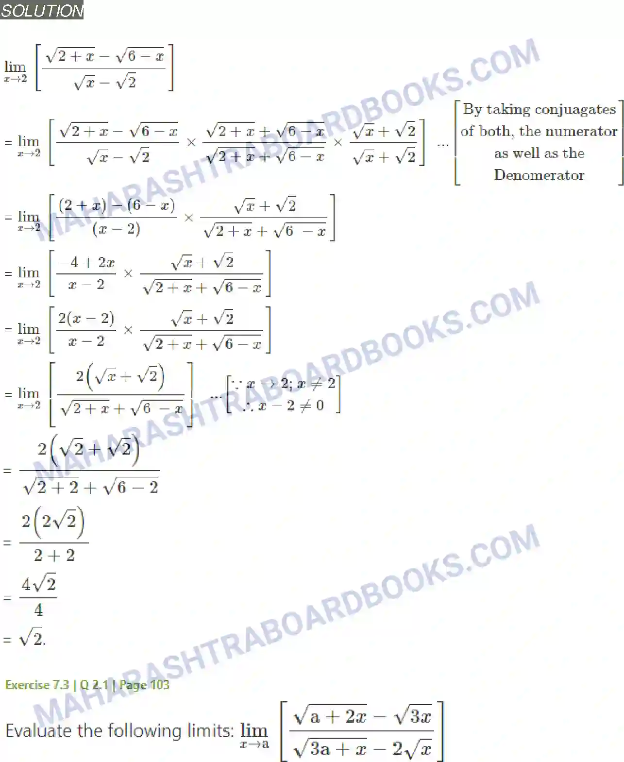 Maharashtra Board Solution Class-11 Mathematics+&+Statistics+-+1 Limits Image 20