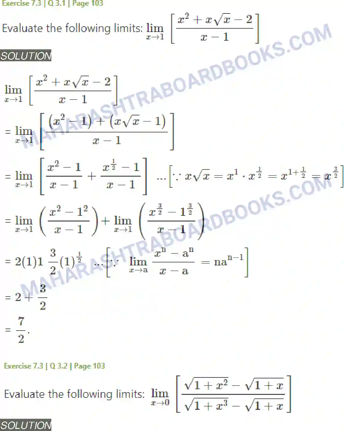 Maharashtra Board Solution Class-11 Mathematics+&+Statistics+-+1 Limits Image 23