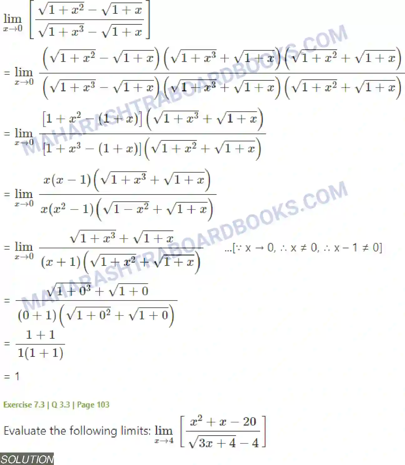 Maharashtra Board Solution Class-11 Mathematics+&+Statistics+-+1 Limits Image 24