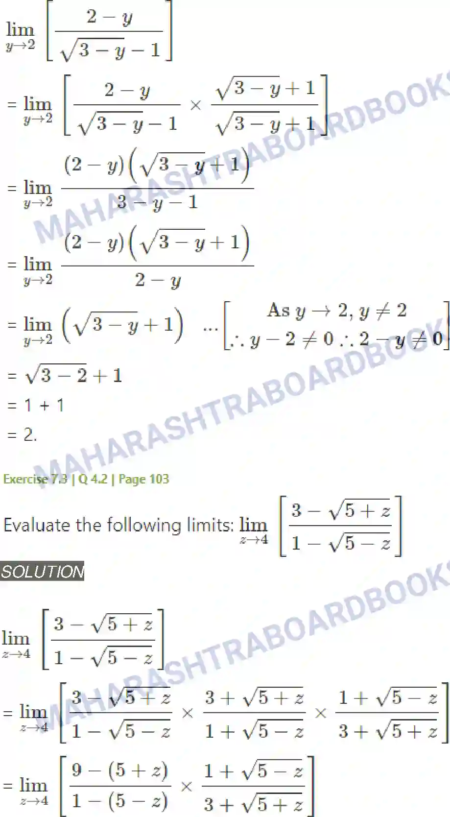 Maharashtra Board Solution Class-11 Mathematics+&+Statistics+-+1 Limits Image 27