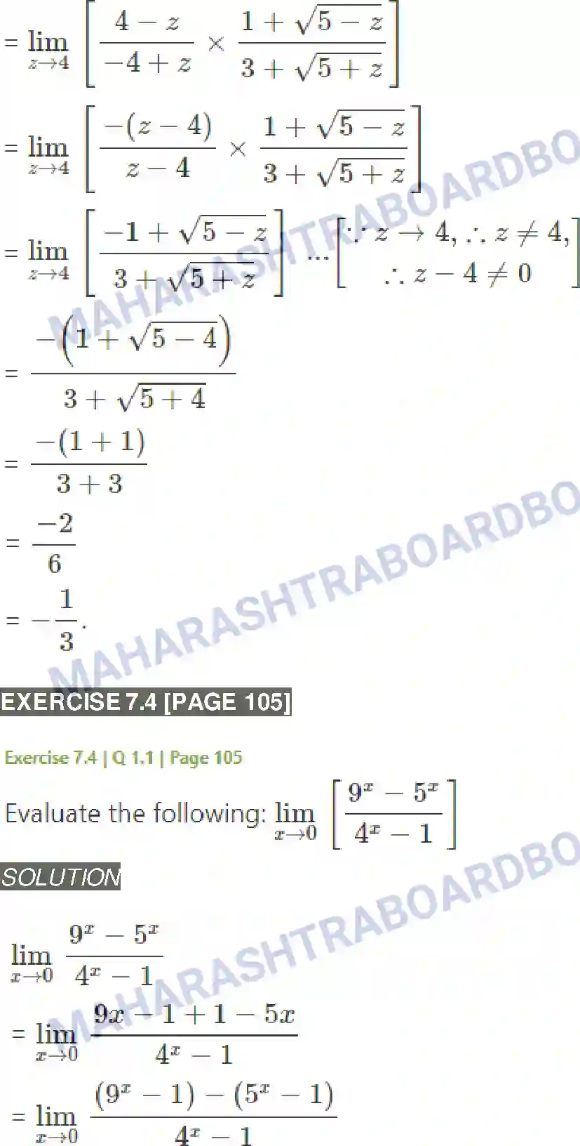 Maharashtra Board Solution Class-11 Mathematics+&+Statistics+-+1 Limits Image 28