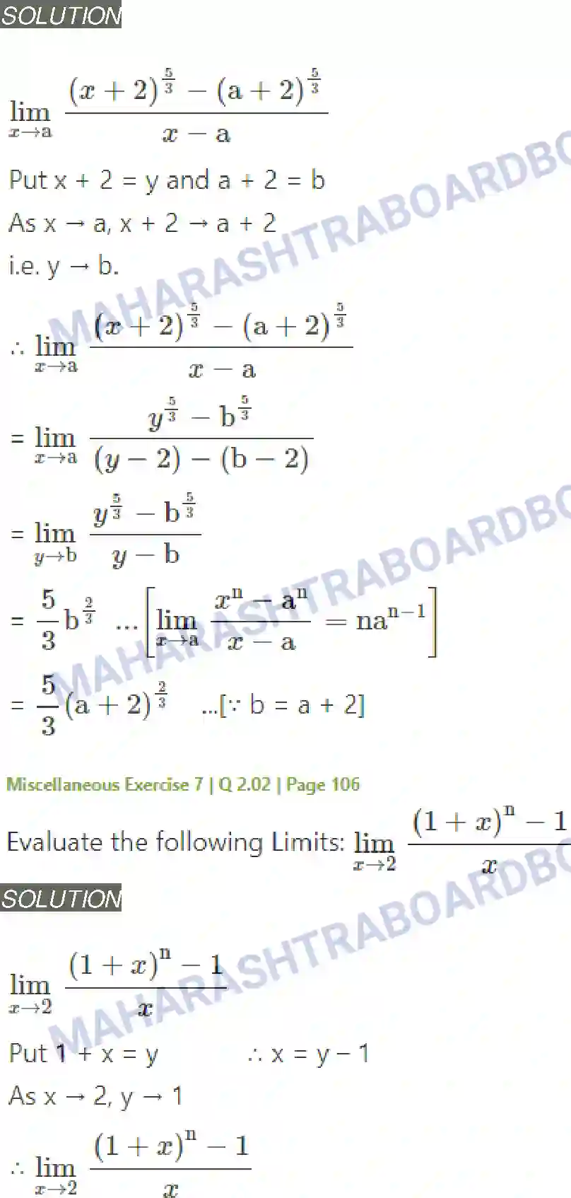 Maharashtra Board Solution Class-11 Mathematics+&+Statistics+-+1 Limits Image 49