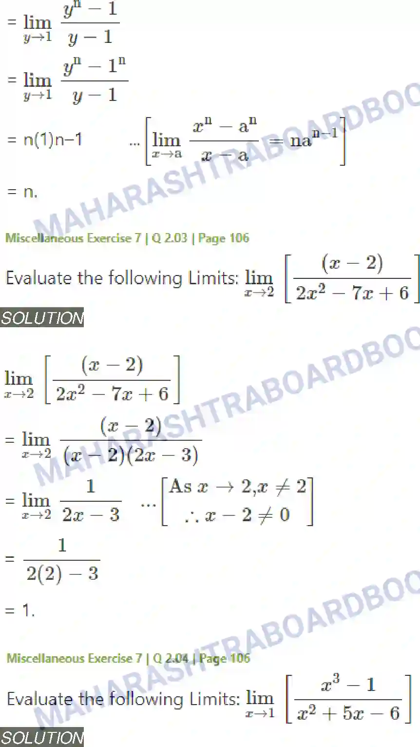 Maharashtra Board Solution Class-11 Mathematics+&+Statistics+-+1 Limits Image 50