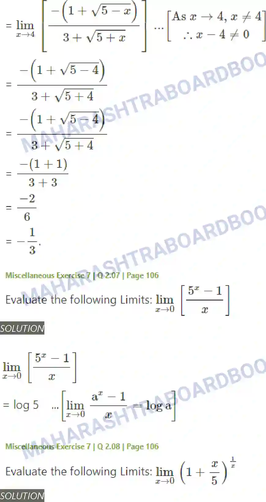 Maharashtra Board Solution Class-11 Mathematics+&+Statistics+-+1 Limits Image 53