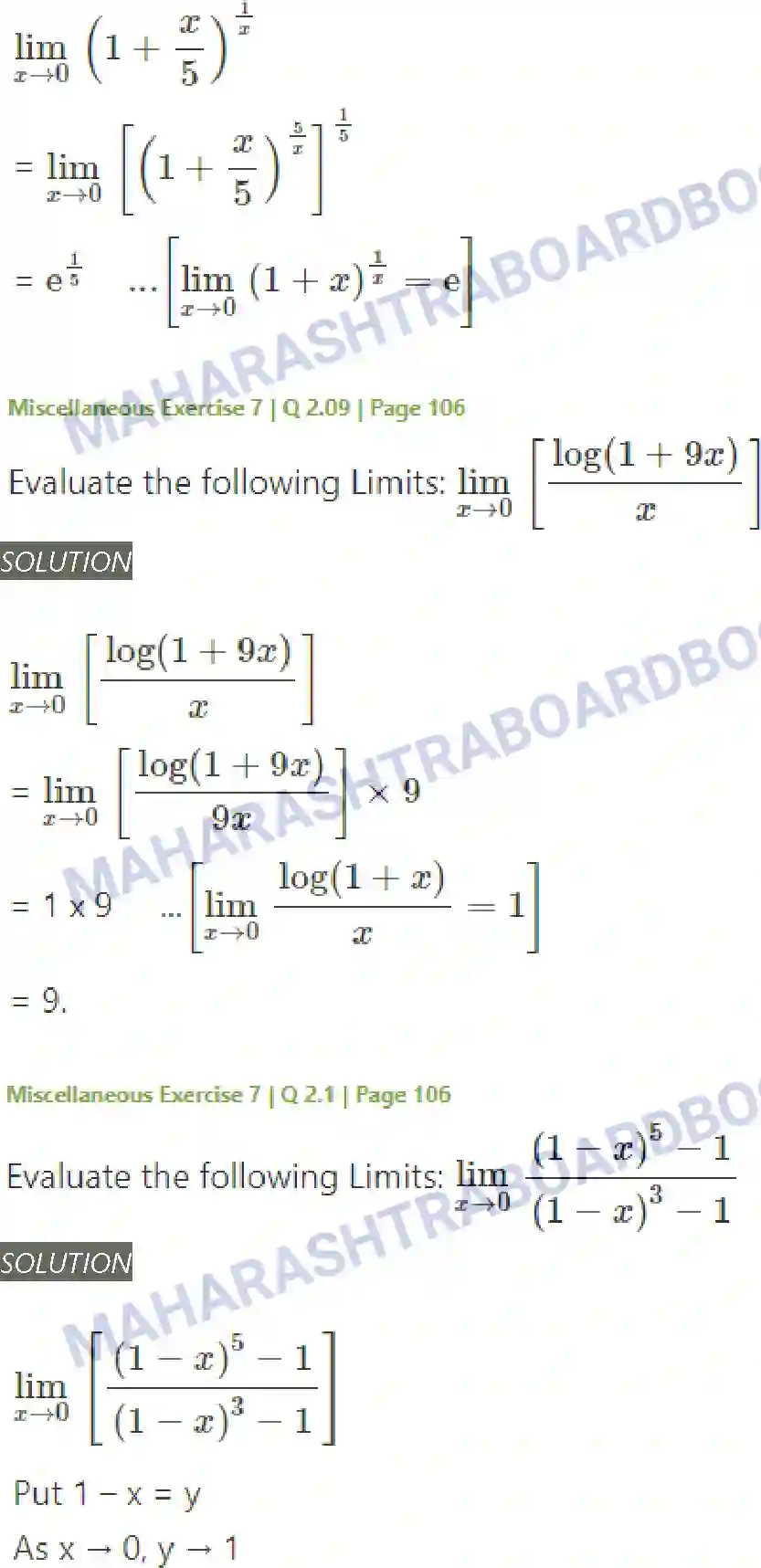 Maharashtra Board Solution Class-11 Mathematics+&+Statistics+-+1 Limits Image 54