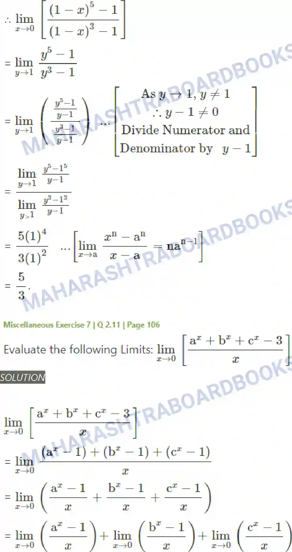 Maharashtra Board Solution Class-11 Mathematics+&+Statistics+-+1 Limits Image 55