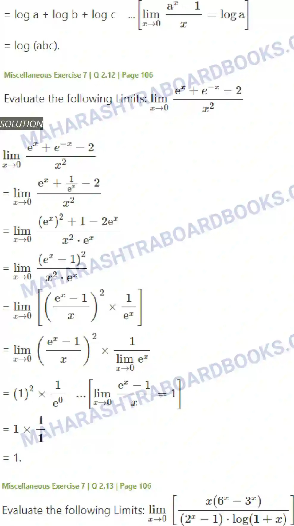 Maharashtra Board Solution Class-11 Mathematics+&+Statistics+-+1 Limits Image 56