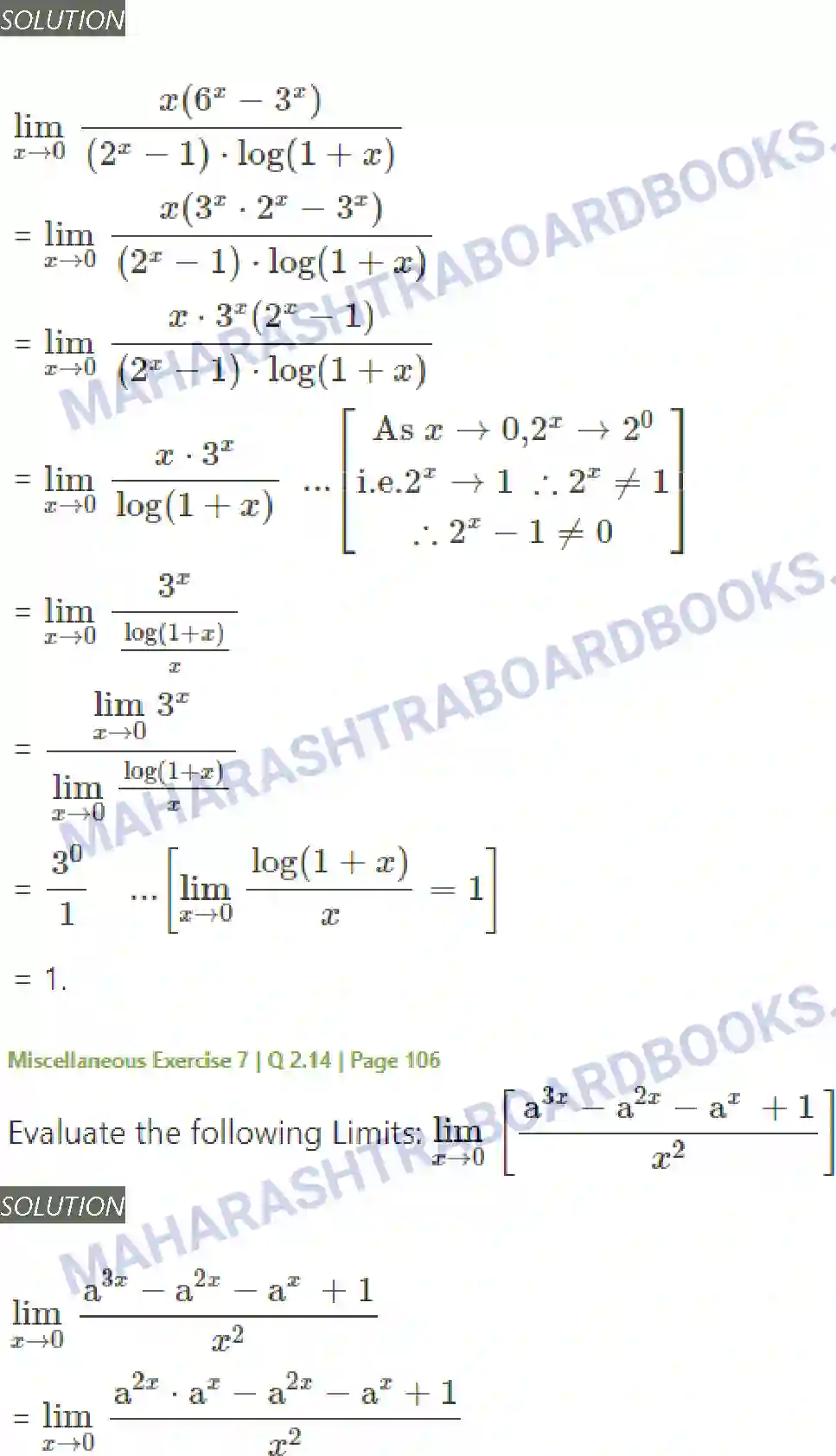 Maharashtra Board Solution Class-11 Mathematics+&+Statistics+-+1 Limits Image 57