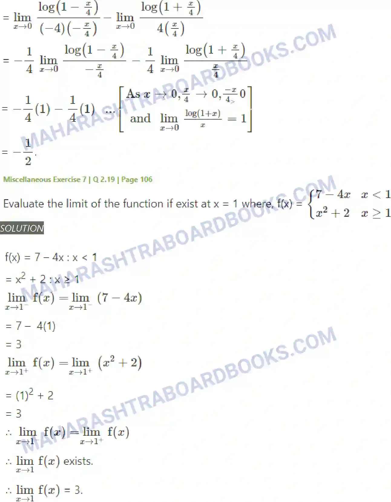 Maharashtra Board Solution Class-11 Mathematics+&+Statistics+-+1 Limits Image 61