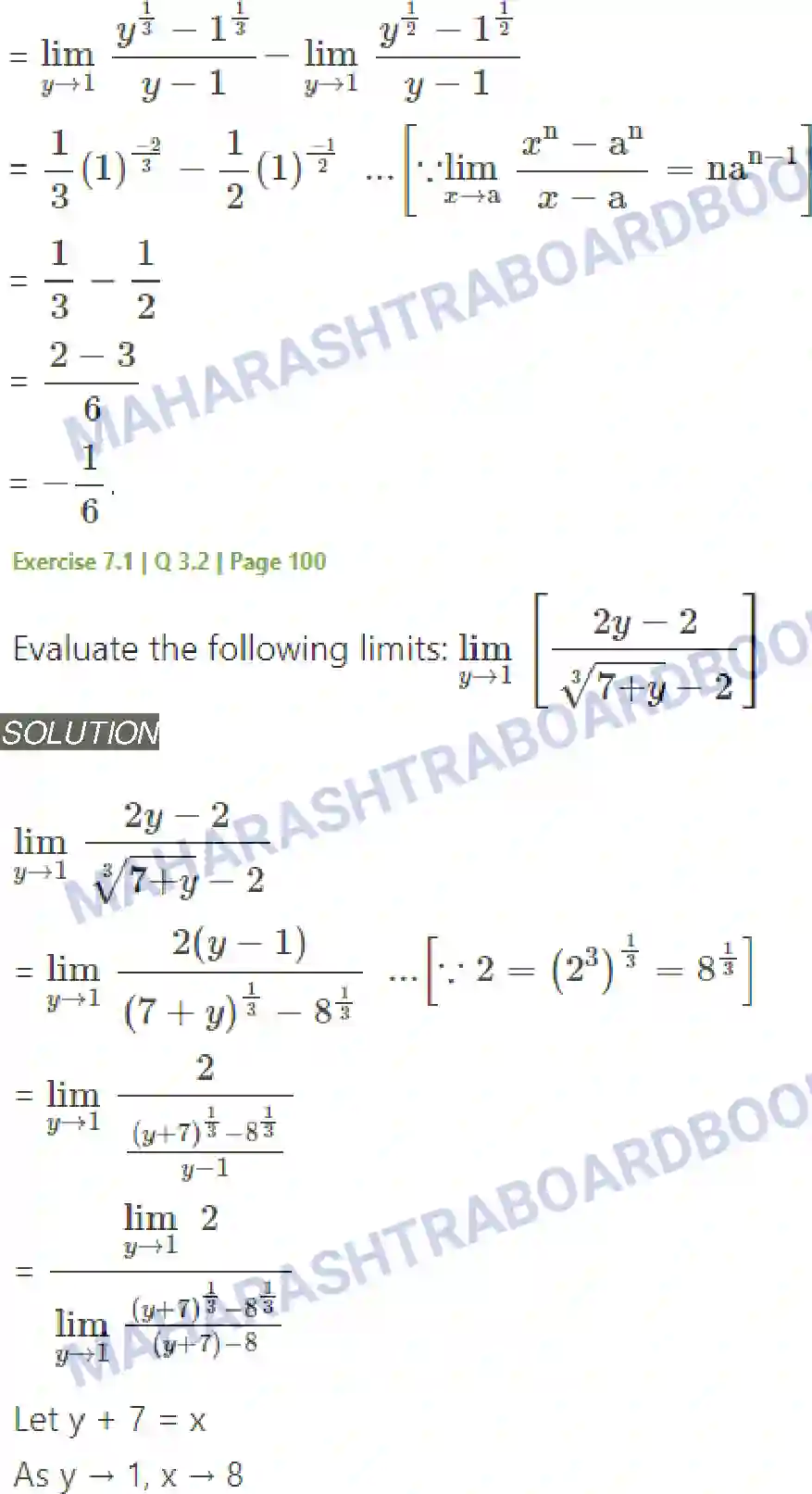 Maharashtra Board Solution Class-11 Mathematics+&+Statistics+-+1 Limits Image 7