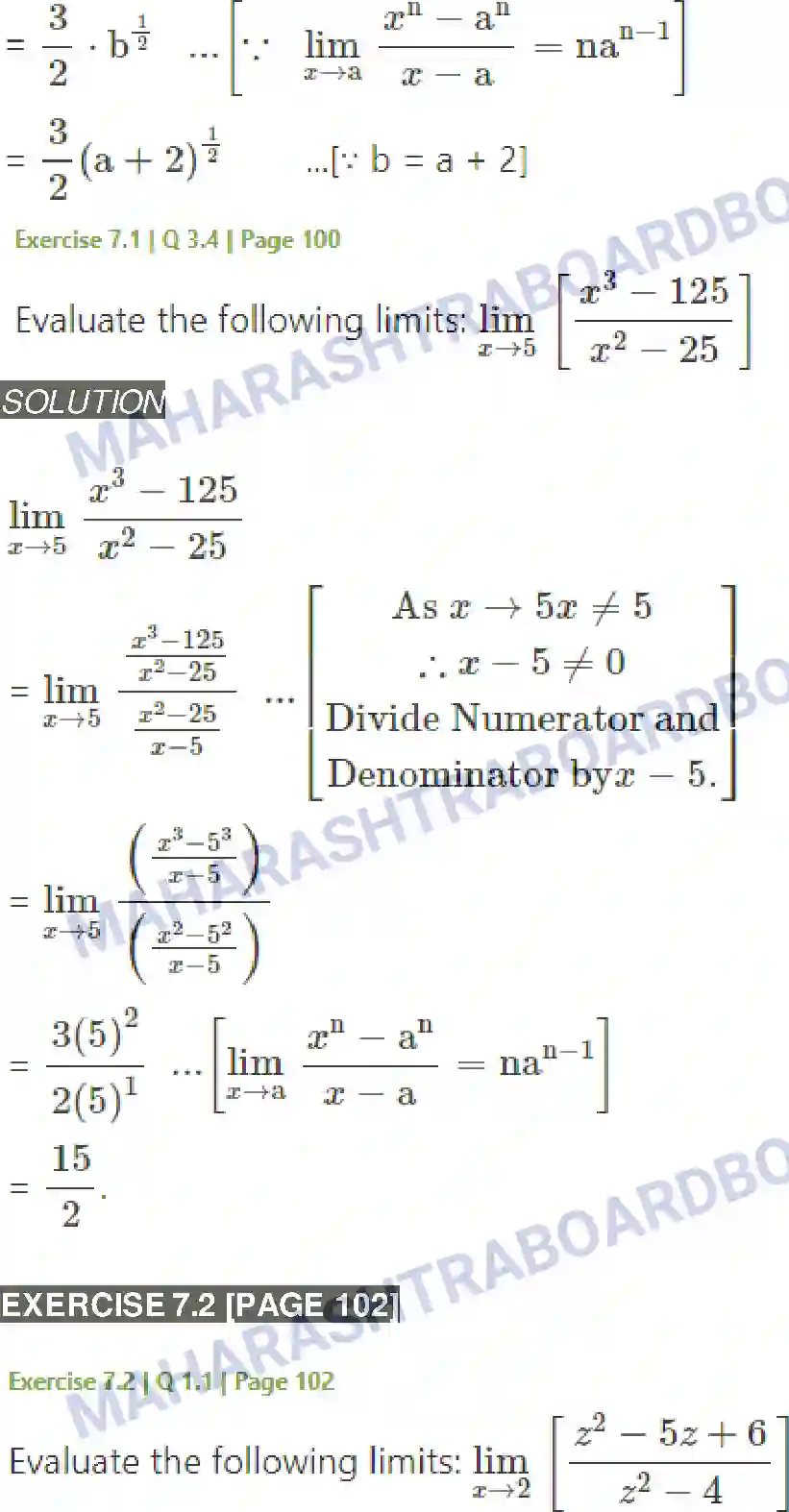 Maharashtra Board Solution Class-11 Mathematics+&+Statistics+-+1 Limits Image 9