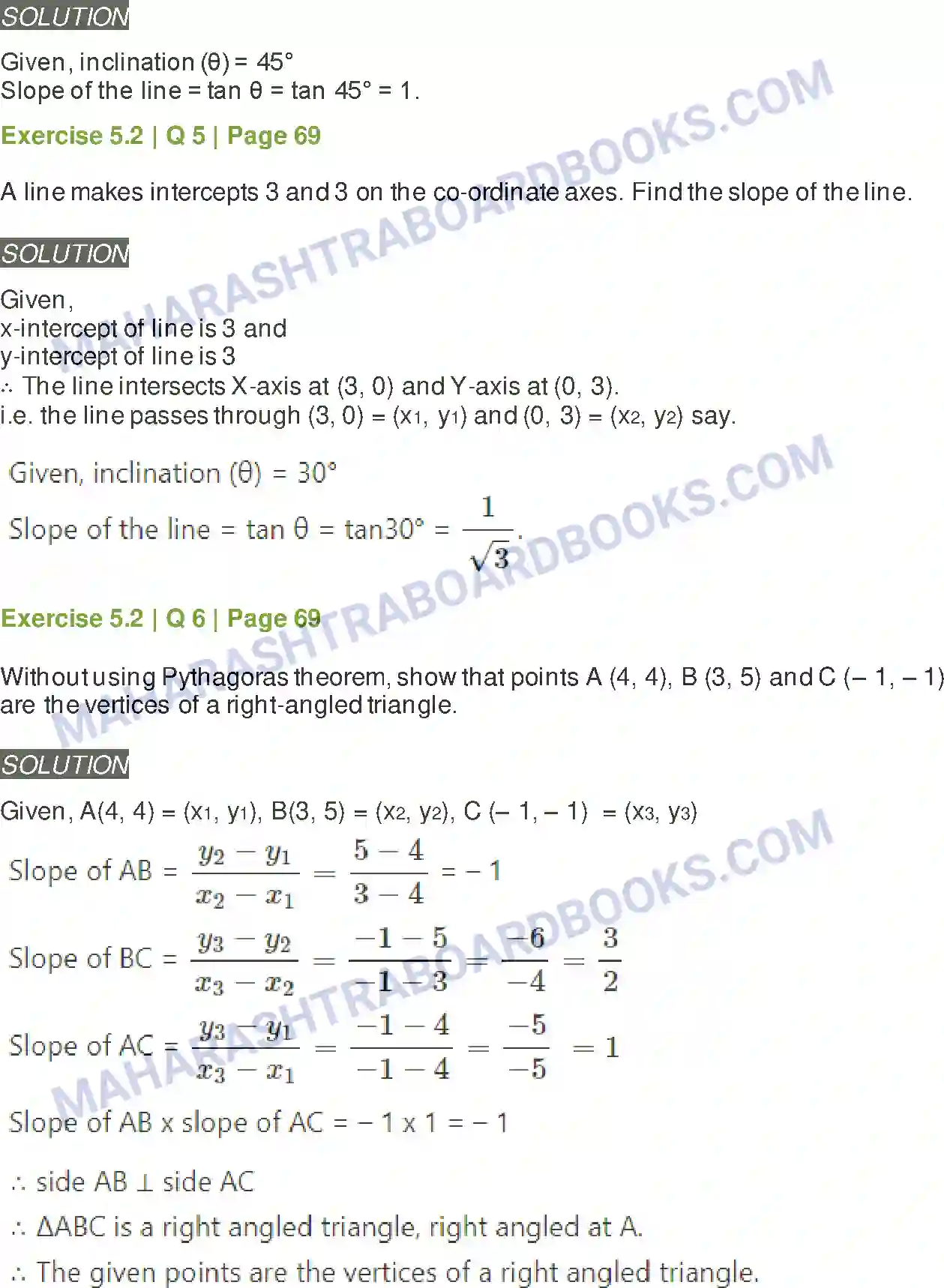 Maharashtra Board Solution Class-11 Mathematics+&+Statistics+-+1 Locus and Straight Line Image 9