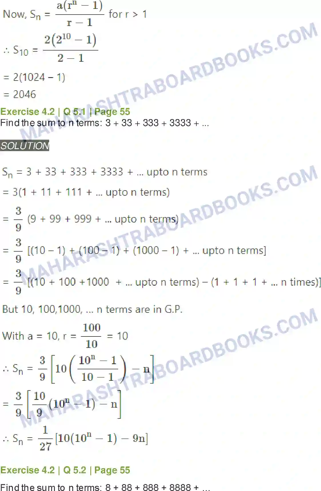 Maharashtra Board Solution Class-11 Mathematics+&+Statistics+-+1 Sequences and Series Image 18