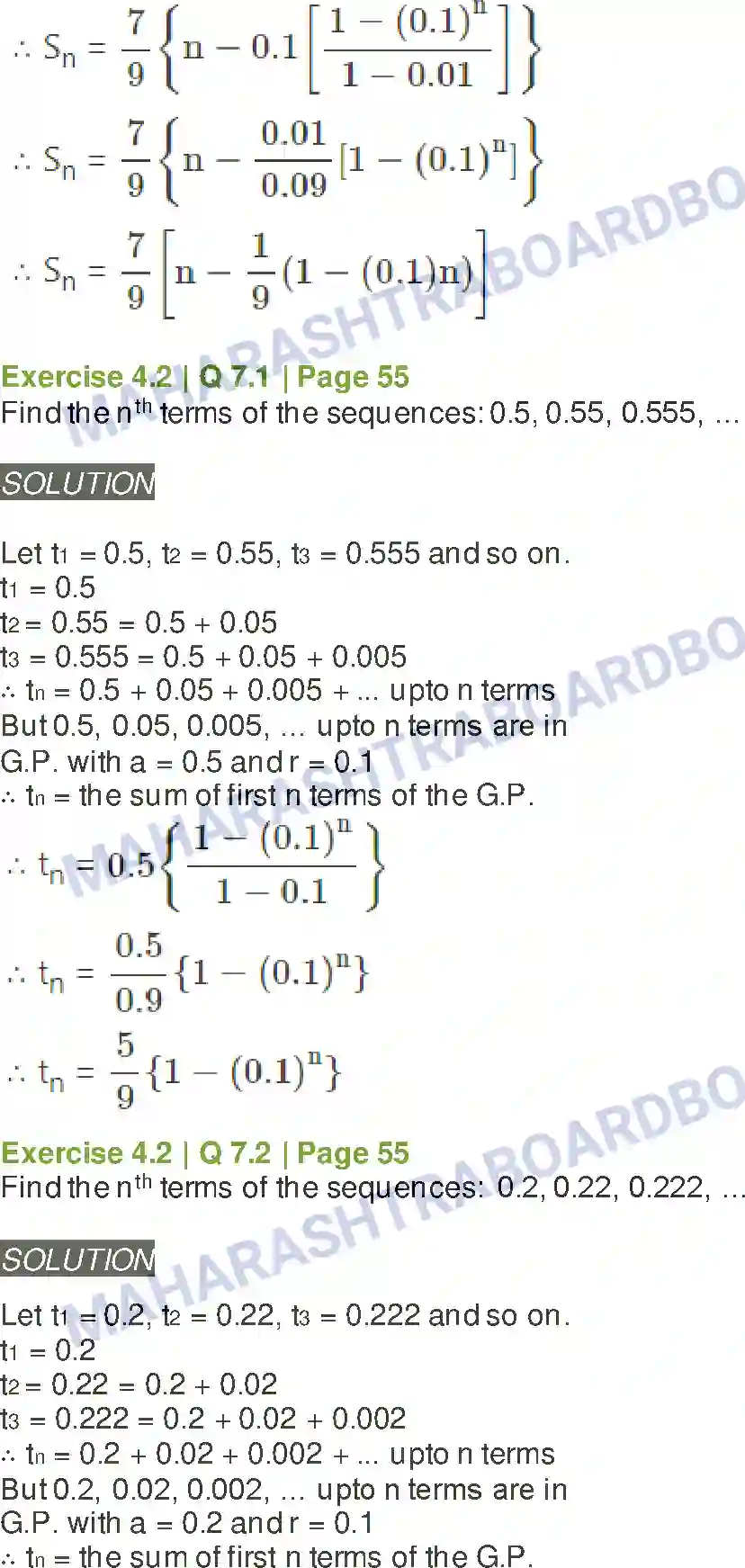 Maharashtra Board Solution Class-11 Mathematics+&+Statistics+-+1 Sequences and Series Image 21