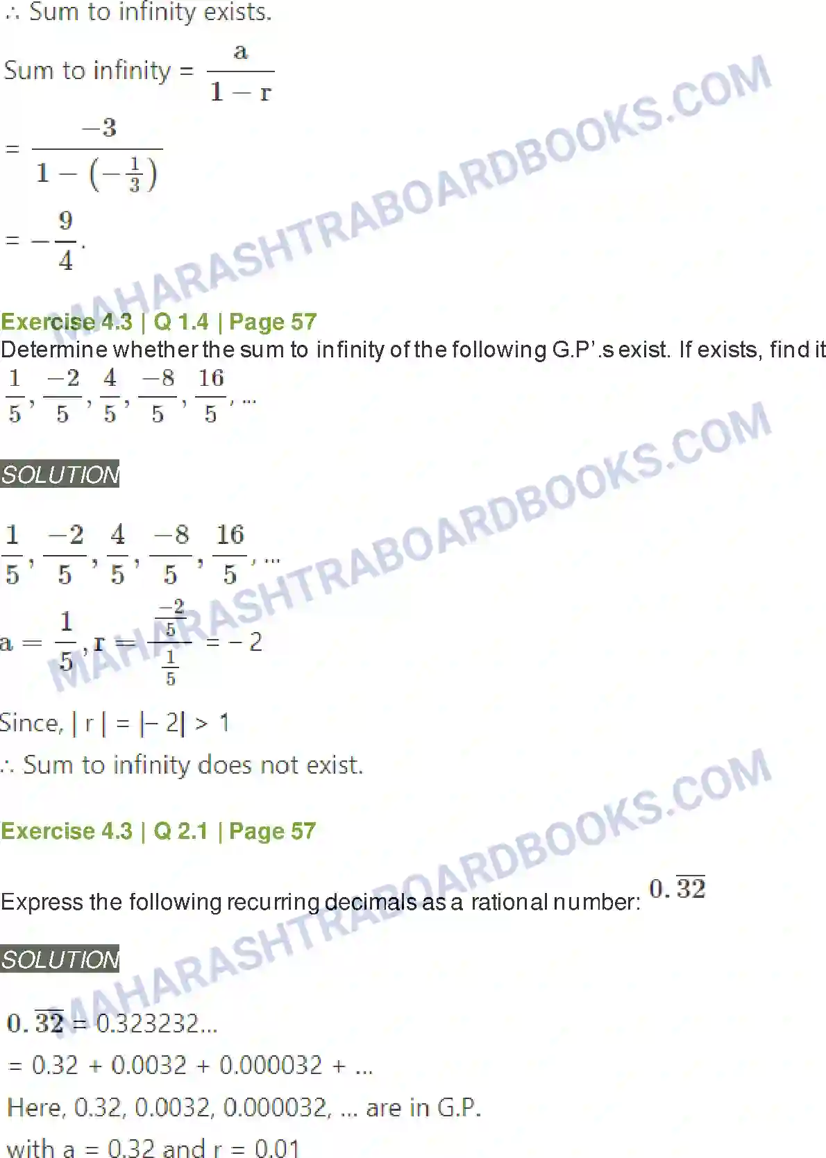 Maharashtra Board Solution Class-11 Mathematics+&+Statistics+-+1 Sequences and Series Image 27