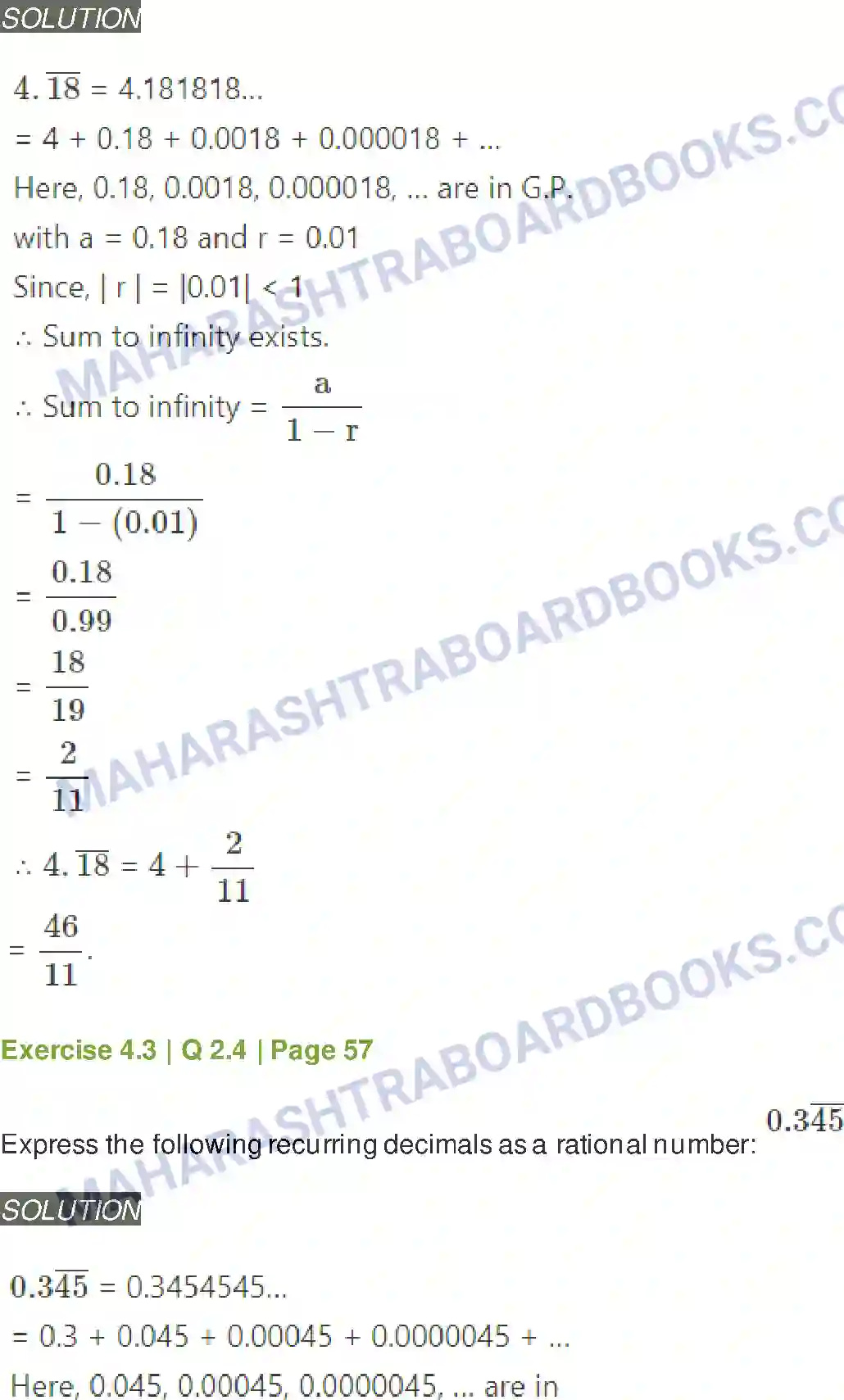 Maharashtra Board Solution Class-11 Mathematics+&+Statistics+-+1 Sequences and Series Image 29