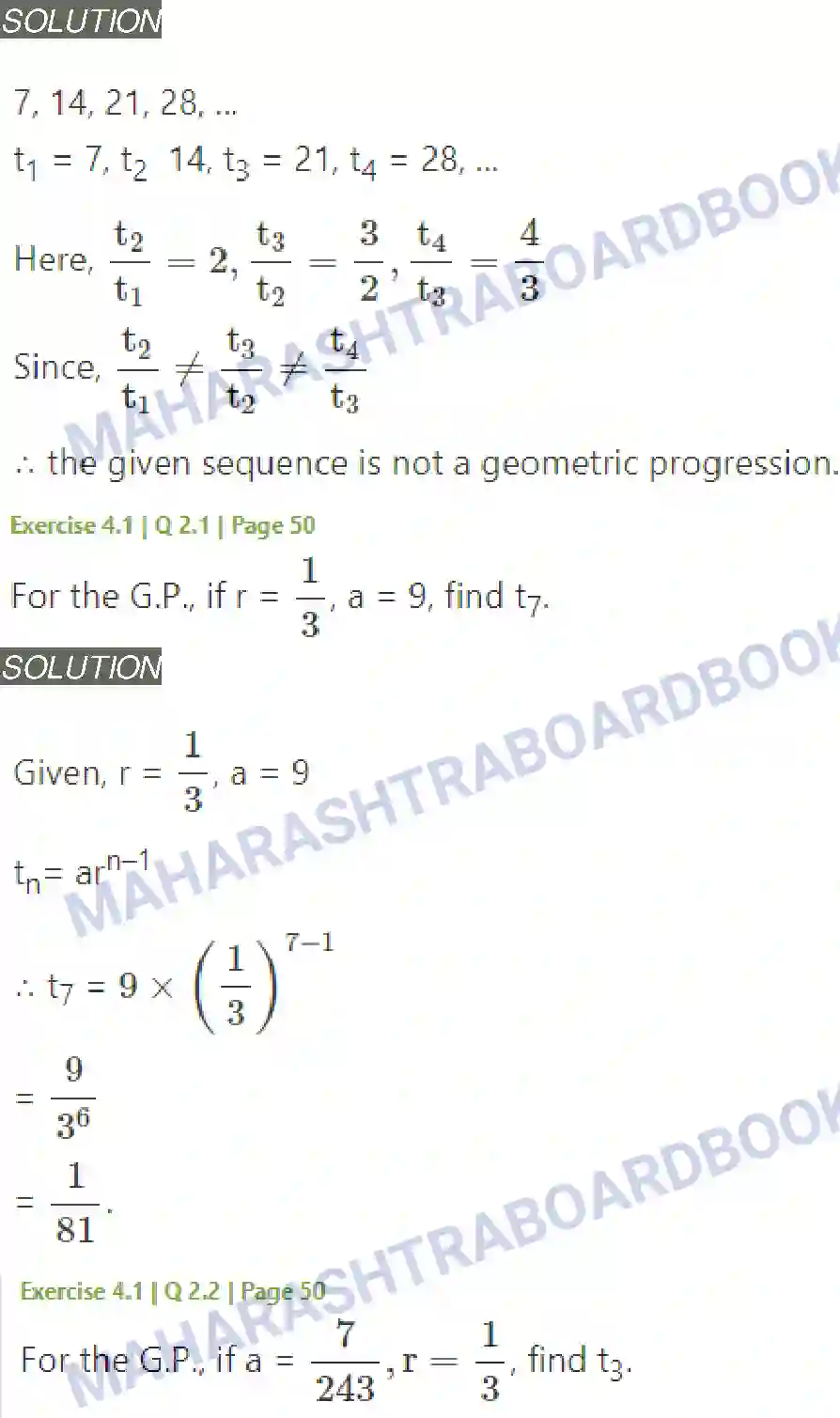 Maharashtra Board Solution Class-11 Mathematics+&+Statistics+-+1 Sequences and Series Image 3