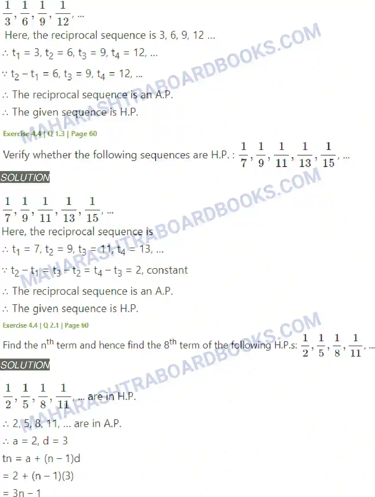 Maharashtra Board Solution Class-11 Mathematics+&+Statistics+-+1 Sequences and Series Image 35