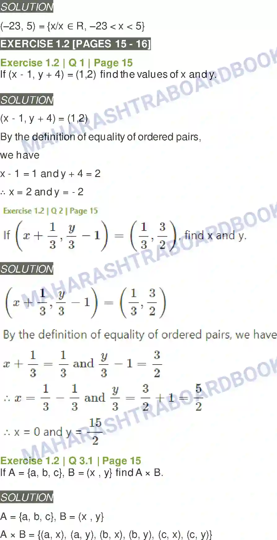 Maharashtra Board Solution Class-11 Mathematics+&+Statistics+-+1 Sets and Relations Image 14