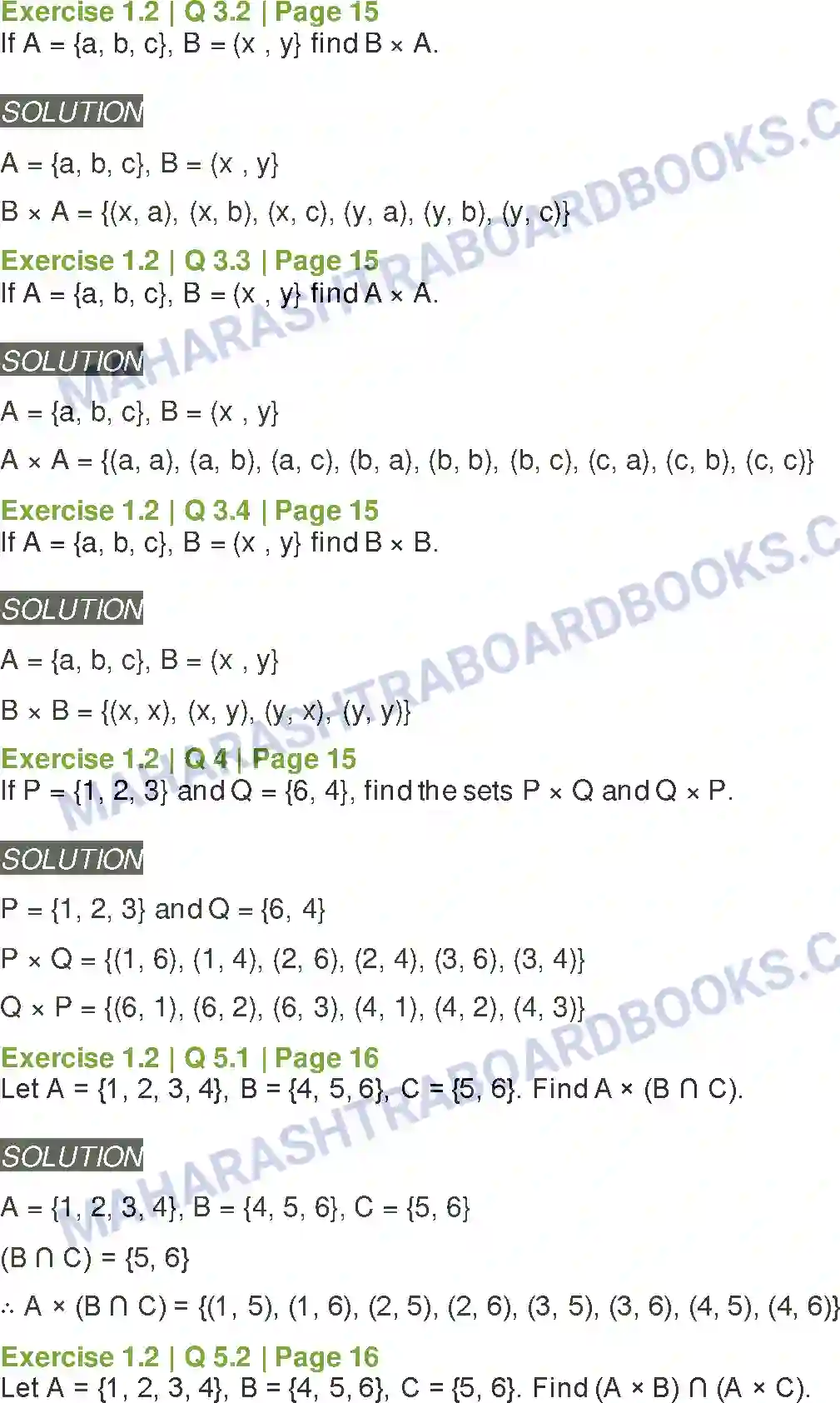 Maharashtra Board Solution Class-11 Mathematics+&+Statistics+-+1 Sets and Relations Image 15