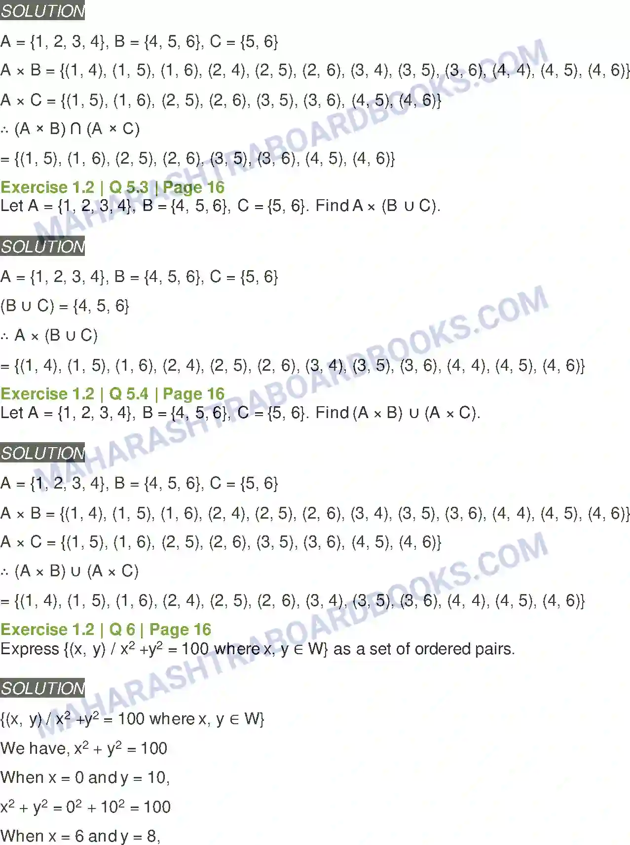 Maharashtra Board Solution Class-11 Mathematics+&+Statistics+-+1 Sets and Relations Image 16