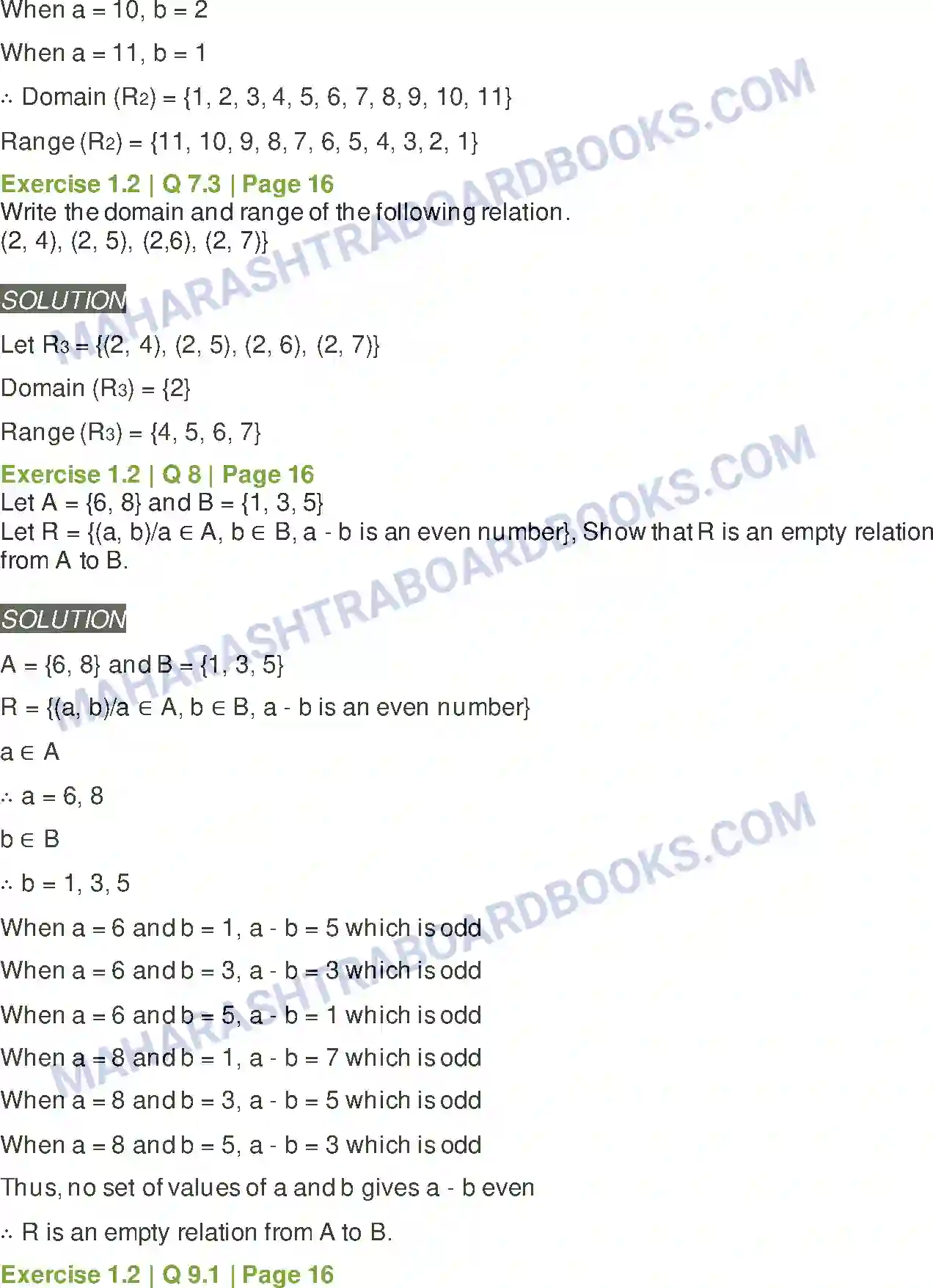 Maharashtra Board Solution Class-11 Mathematics+&+Statistics+-+1 Sets and Relations Image 18