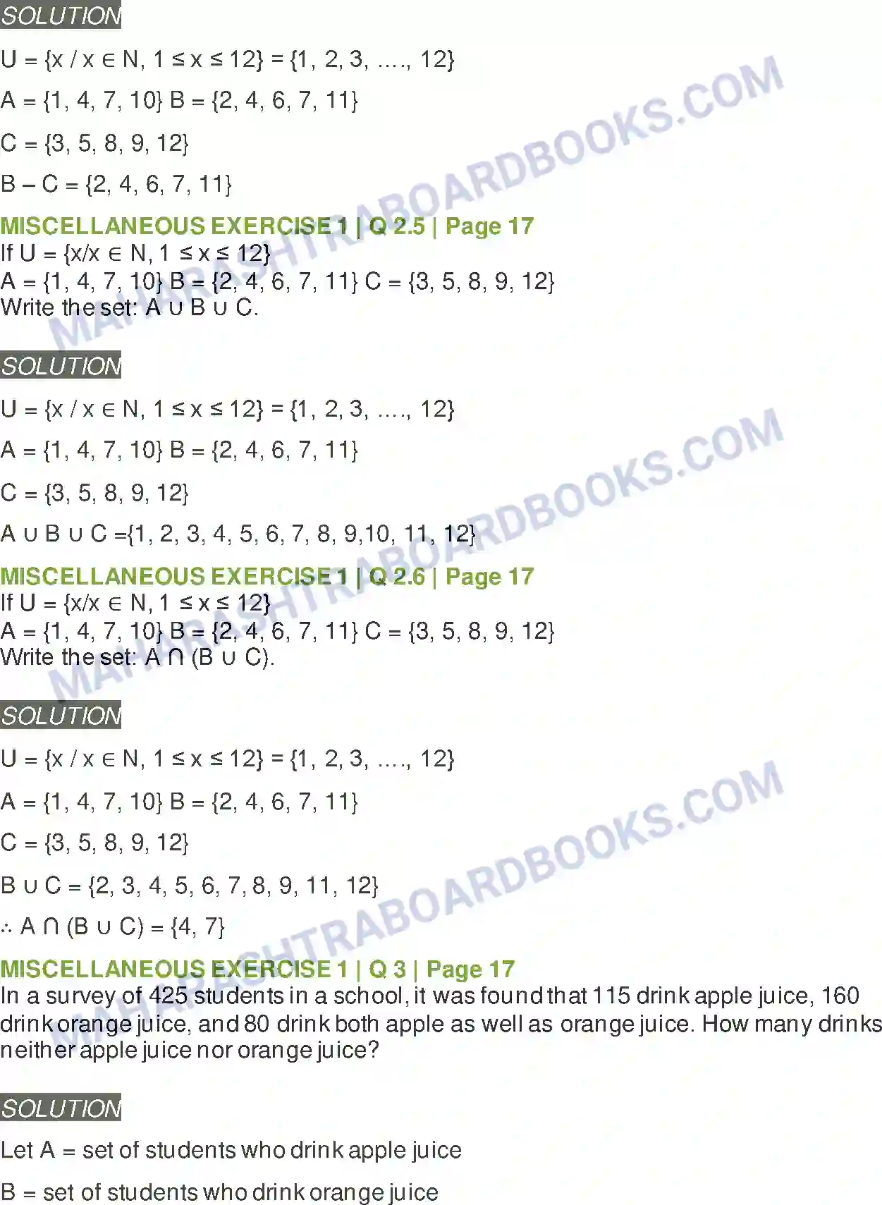 Maharashtra Board Solution Class-11 Mathematics+&+Statistics+-+1 Sets and Relations Image 23