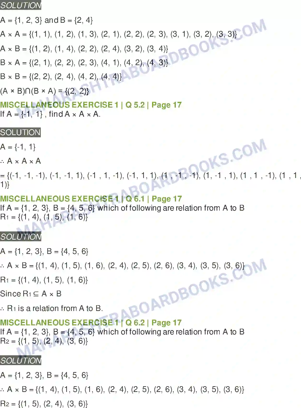 Maharashtra Board Solution Class-11 Mathematics+&+Statistics+-+1 Sets and Relations Image 25