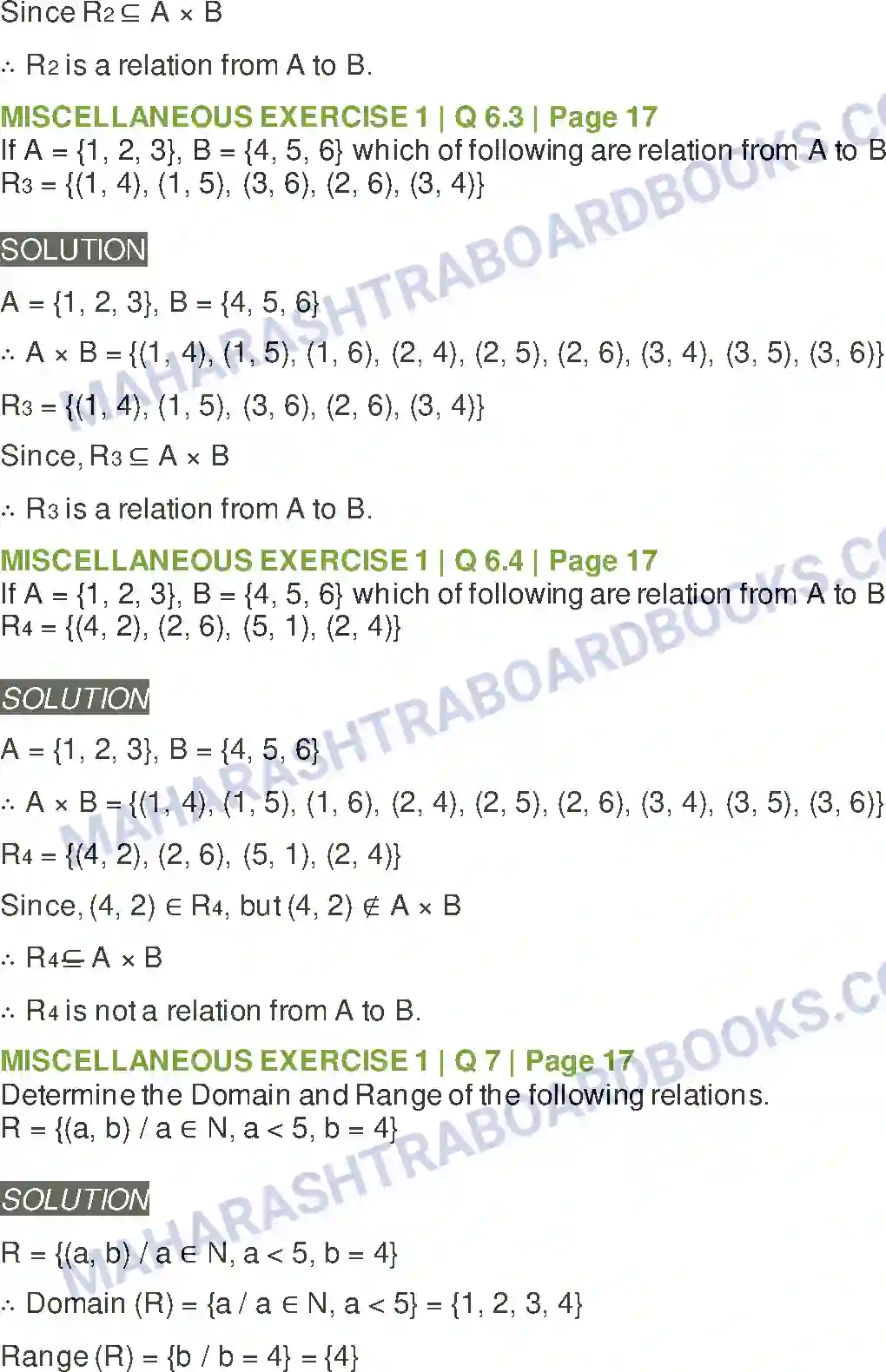 Maharashtra Board Solution Class-11 Mathematics+&+Statistics+-+1 Sets and Relations Image 26