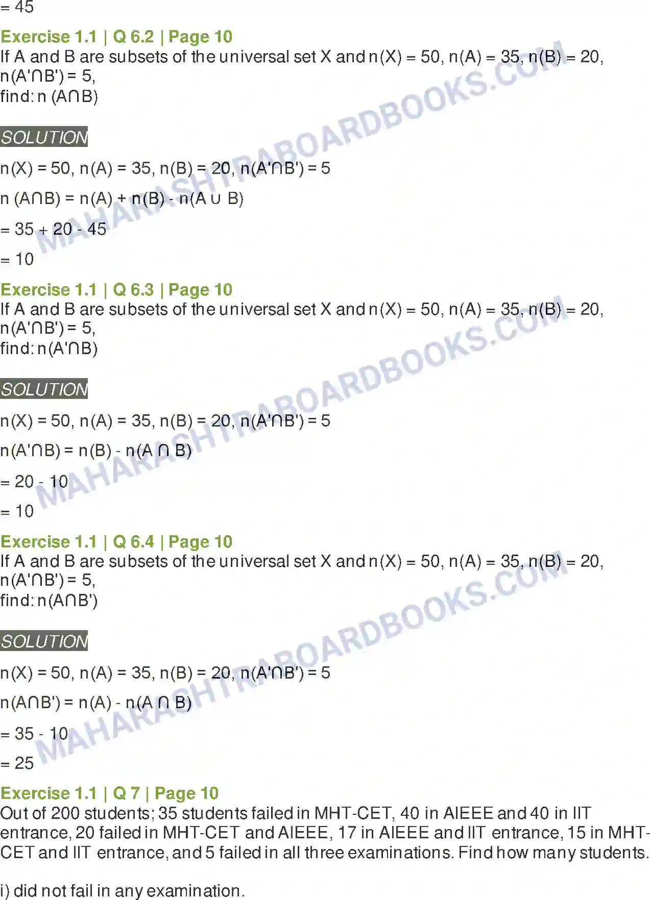 Maharashtra Board Solution Class-11 Mathematics+&+Statistics+-+1 Sets and Relations Image 8