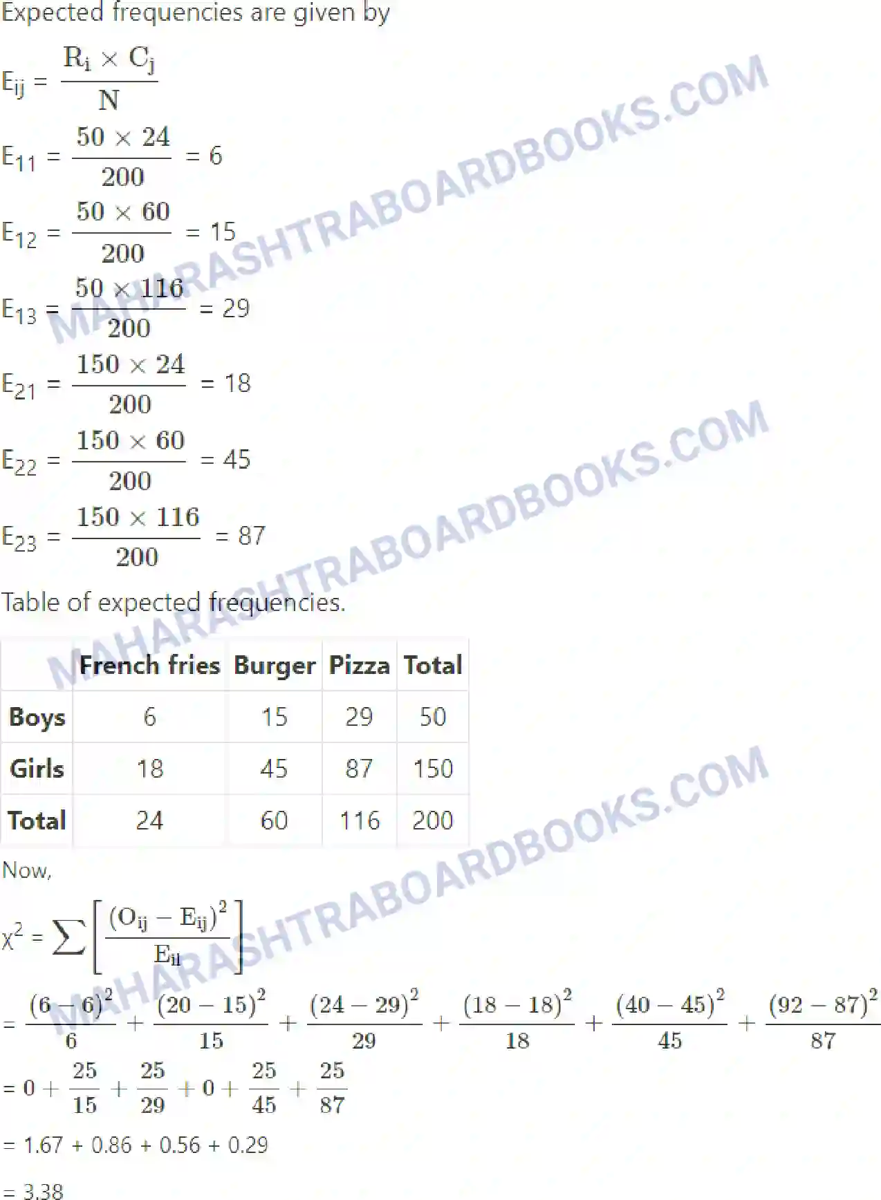 Maharashtra Board Solution Class-11 Mathematics+&+Statistics+-+2 Bivariate Frequency Distribution & Chi Square Statistic Image 12