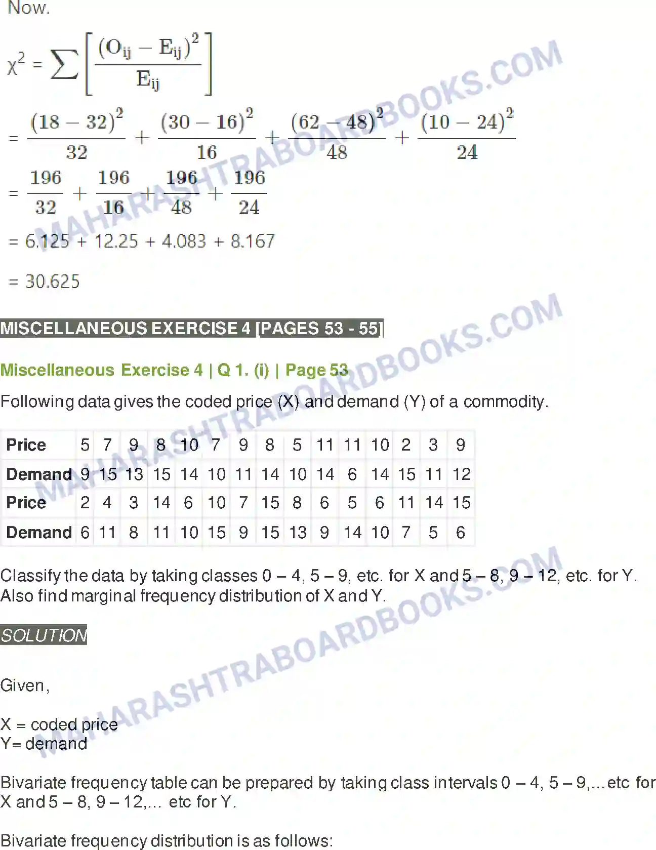 Maharashtra Board Solution Class-11 Mathematics+&+Statistics+-+2 Bivariate Frequency Distribution & Chi Square Statistic Image 18