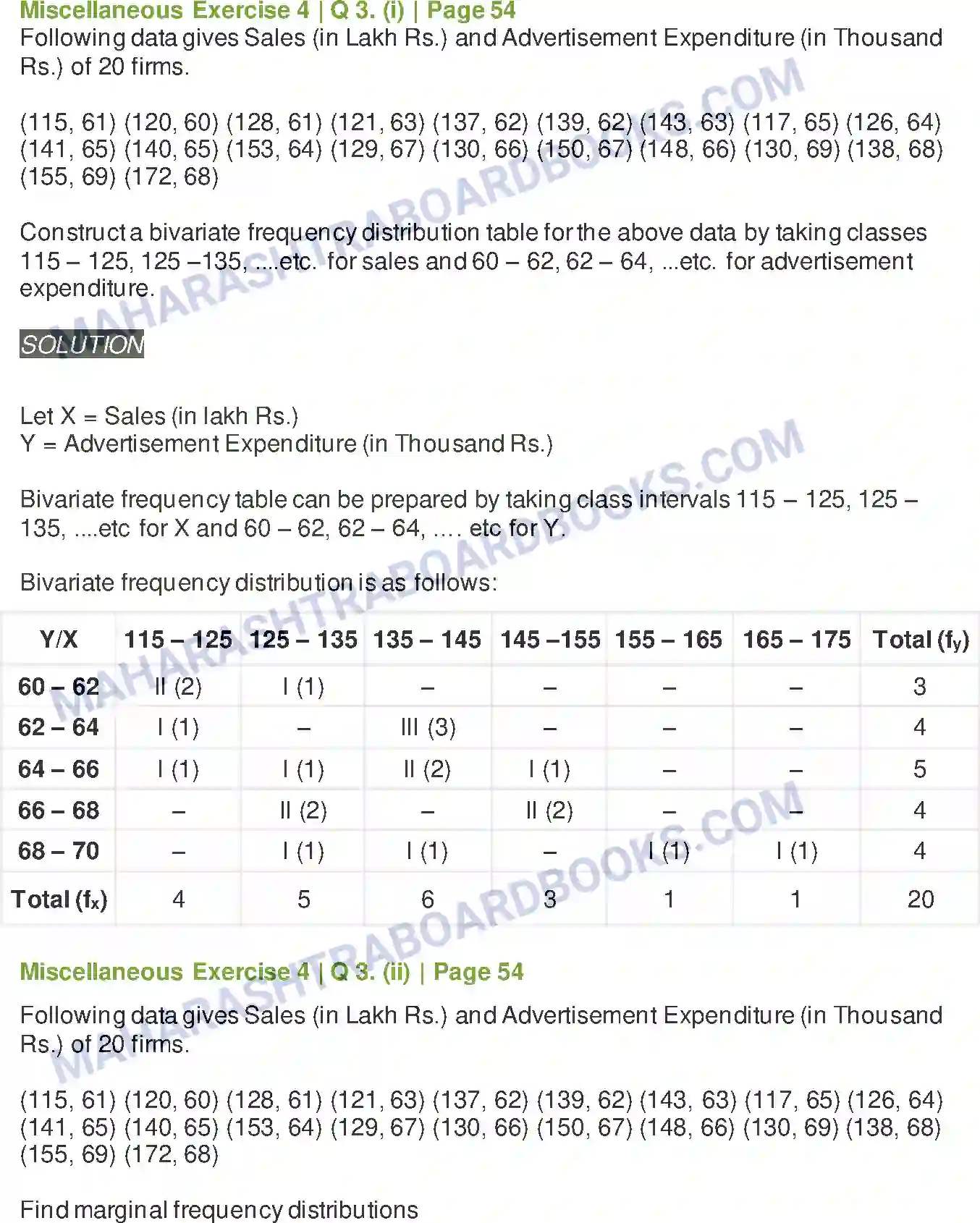 Maharashtra Board Solution Class-11 Mathematics+&+Statistics+-+2 Bivariate Frequency Distribution & Chi Square Statistic Image 22