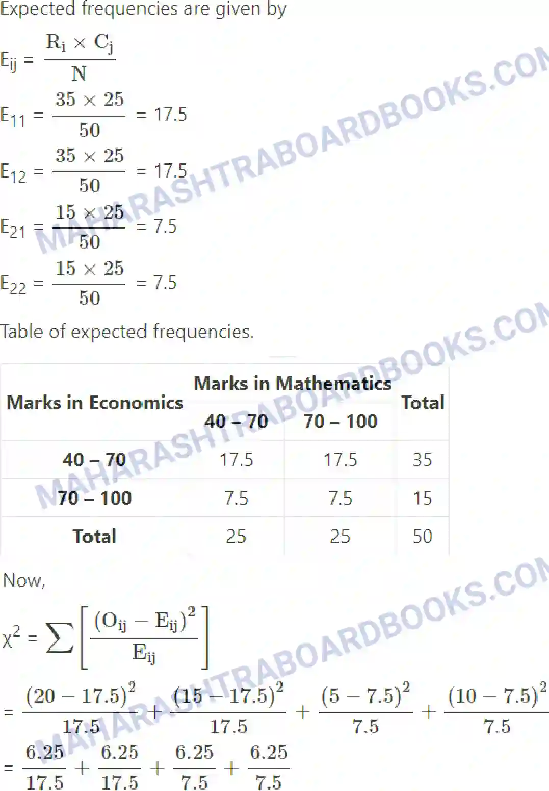 Maharashtra Board Solution Class-11 Mathematics+&+Statistics+-+2 Bivariate Frequency Distribution & Chi Square Statistic Image 29