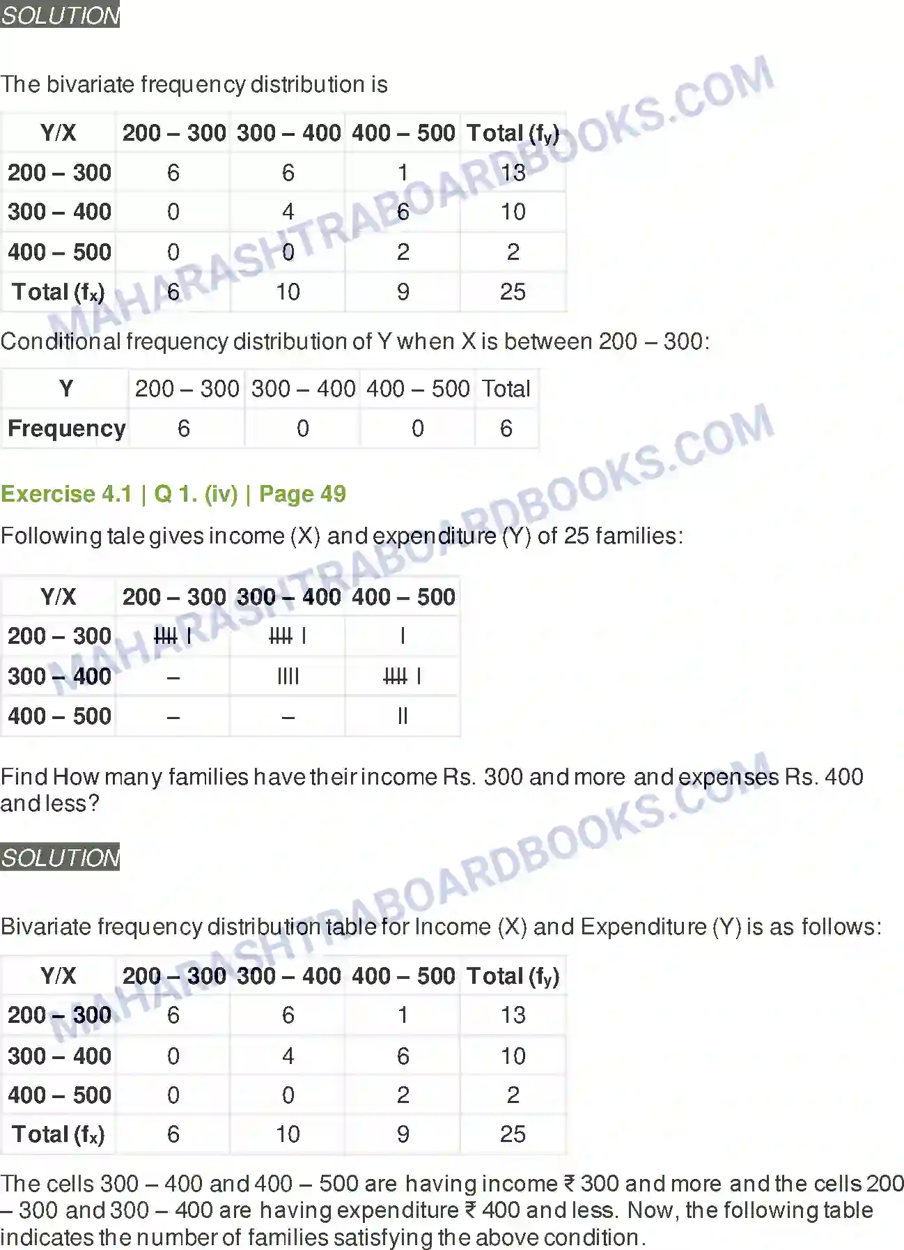 Maharashtra Board Solution Class-11 Mathematics+&+Statistics+-+2 Bivariate Frequency Distribution & Chi Square Statistic Image 3
