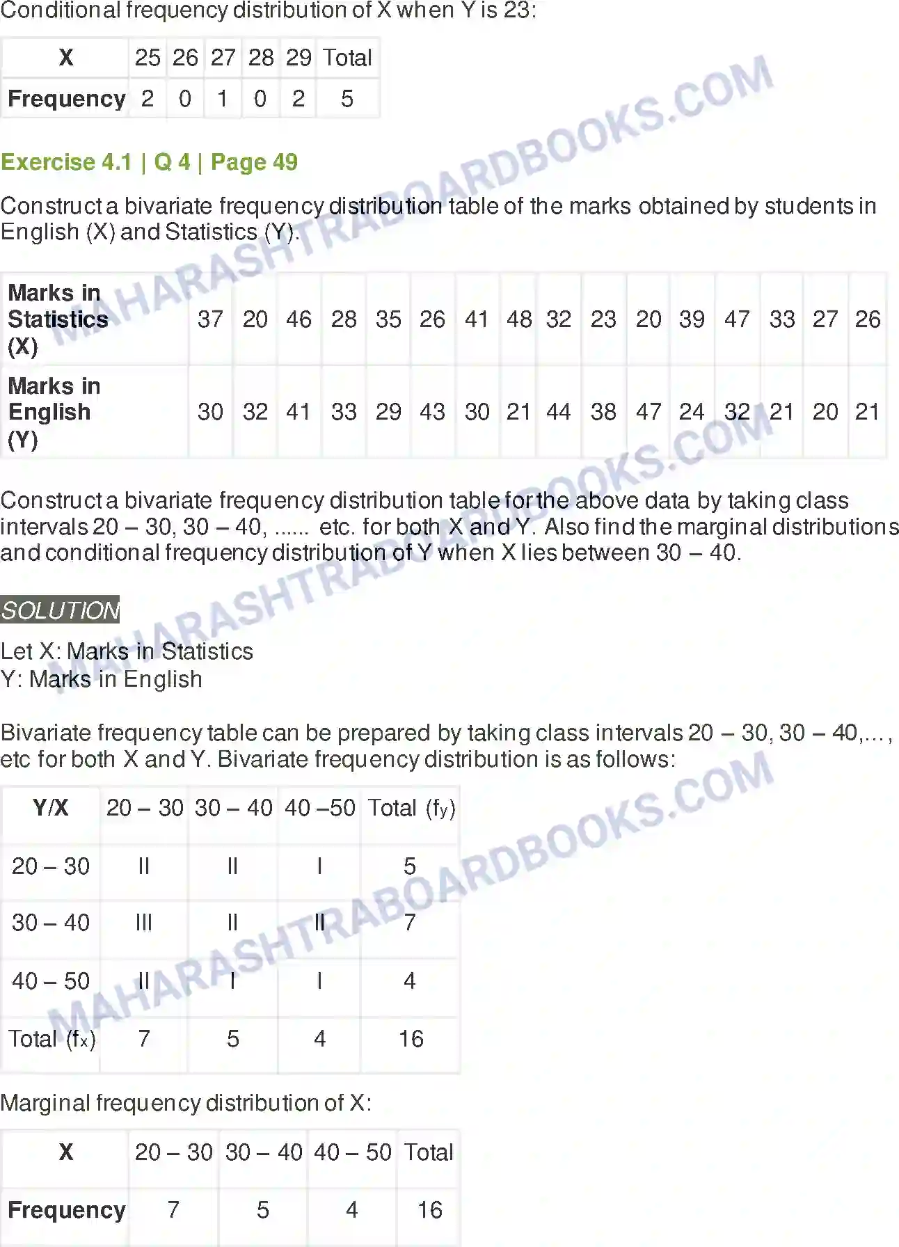 Maharashtra Board Solution Class-11 Mathematics+&+Statistics+-+2 Bivariate Frequency Distribution & Chi Square Statistic Image 7