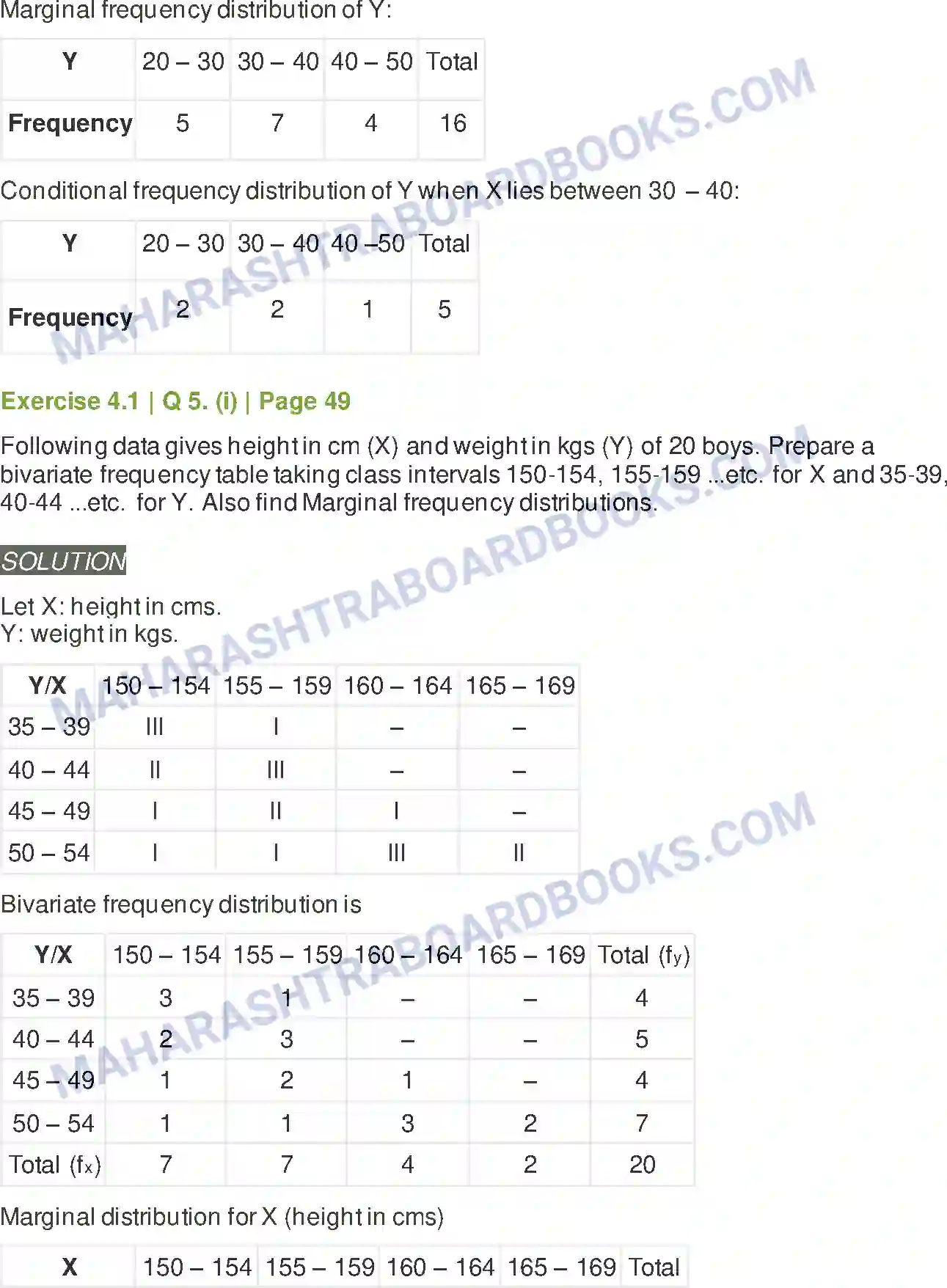 Maharashtra Board Solution Class-11 Mathematics+&+Statistics+-+2 Bivariate Frequency Distribution & Chi Square Statistic Image 8