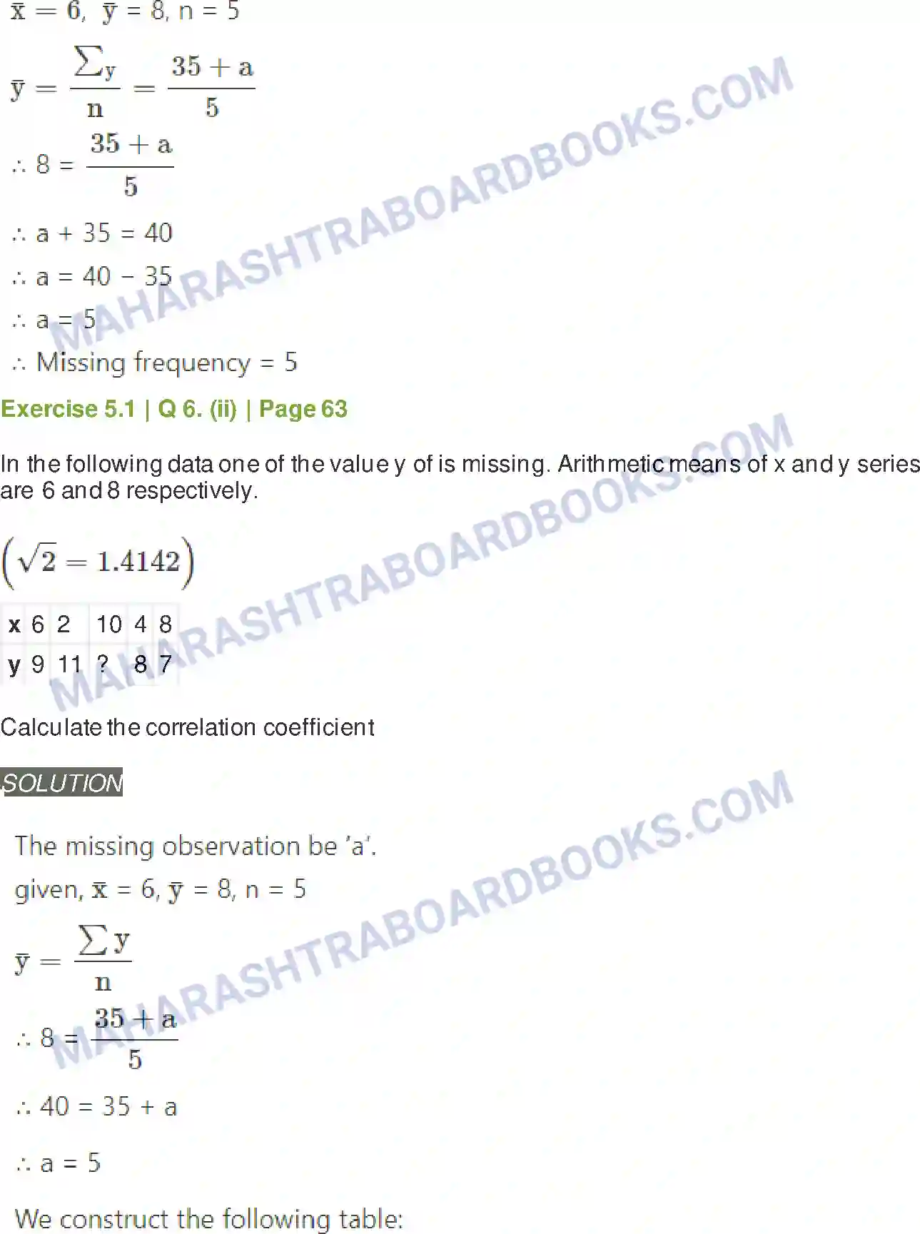 Maharashtra Board Solution Class-11 Mathematics+&+Statistics+-+2 Correlation Image 5