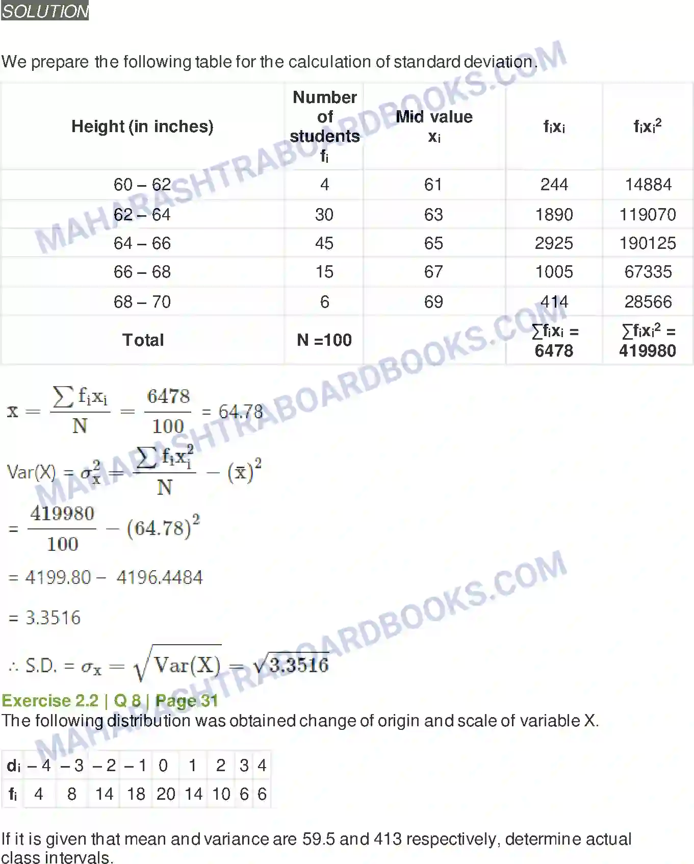 Maharashtra Board Solution class-11 Mathematics+&+Statistics+-+2 Measures of Dispersion Image 18