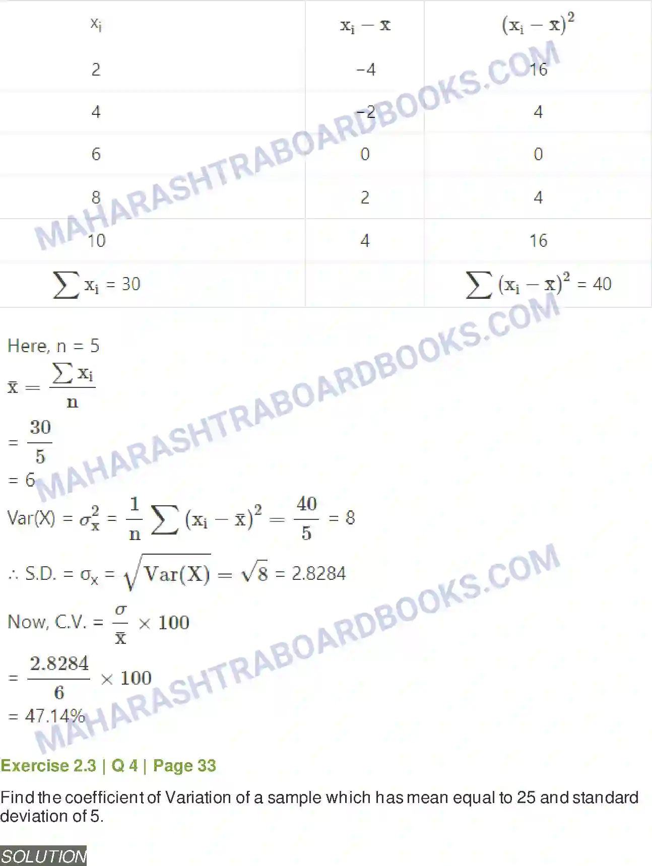 Maharashtra Board Solution class-11 Mathematics+&+Statistics+-+2 Measures of Dispersion Image 25