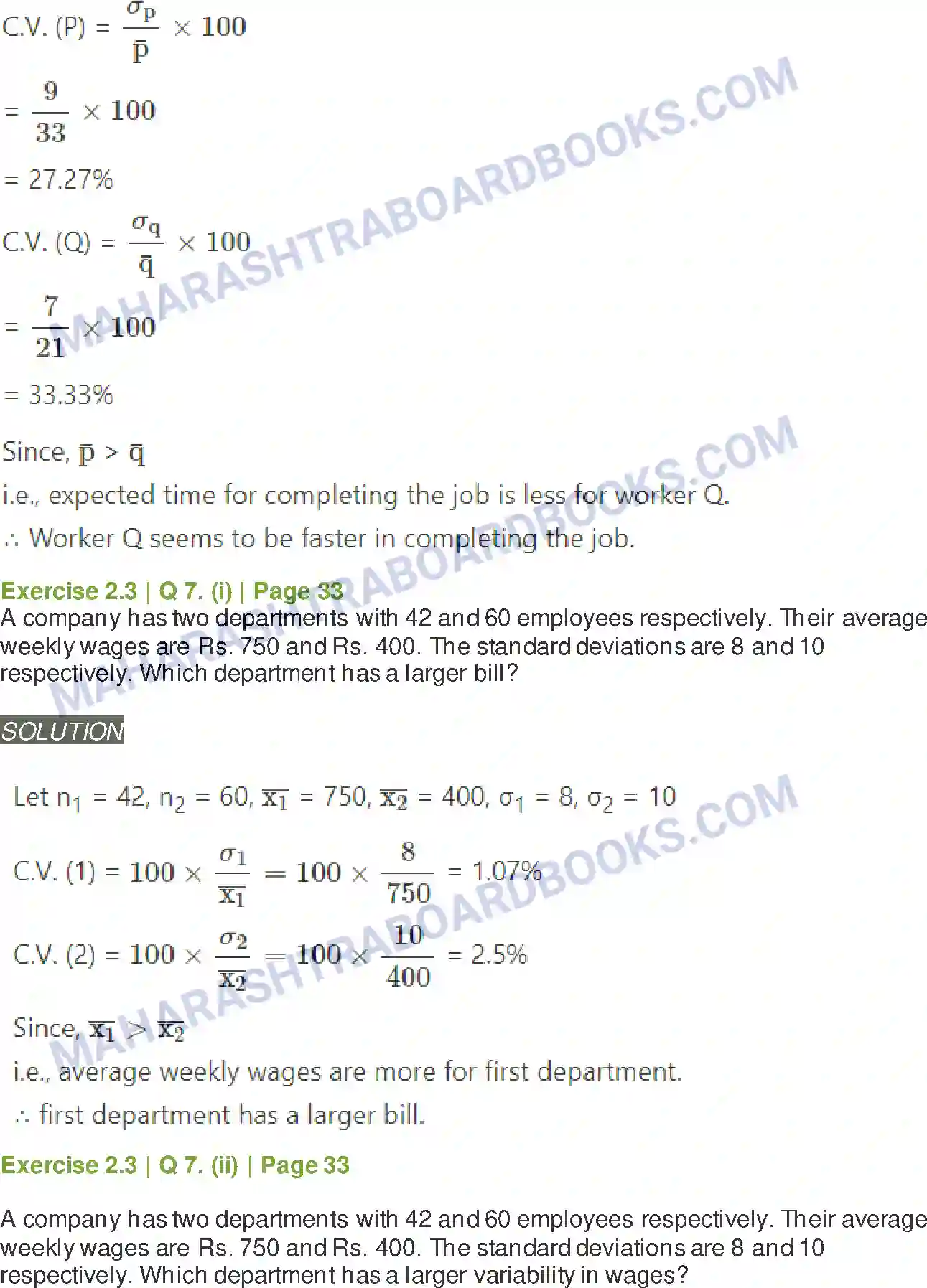 Maharashtra Board Solution class-11 Mathematics+&+Statistics+-+2 Measures of Dispersion Image 28