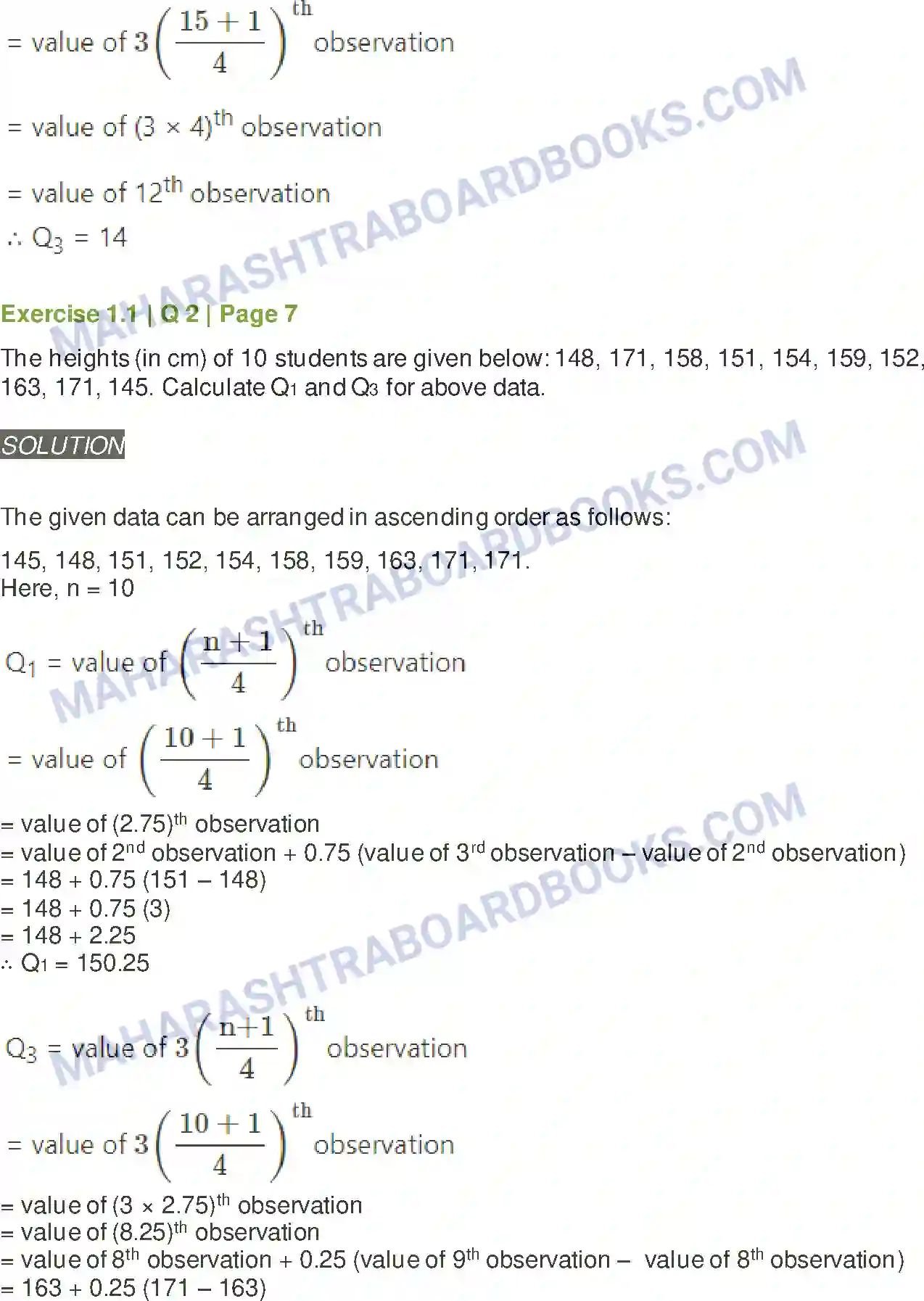 Maharashtra Board Solution Class-11 Mathematics+&+Statistics+-+2 Partition Values Image 2