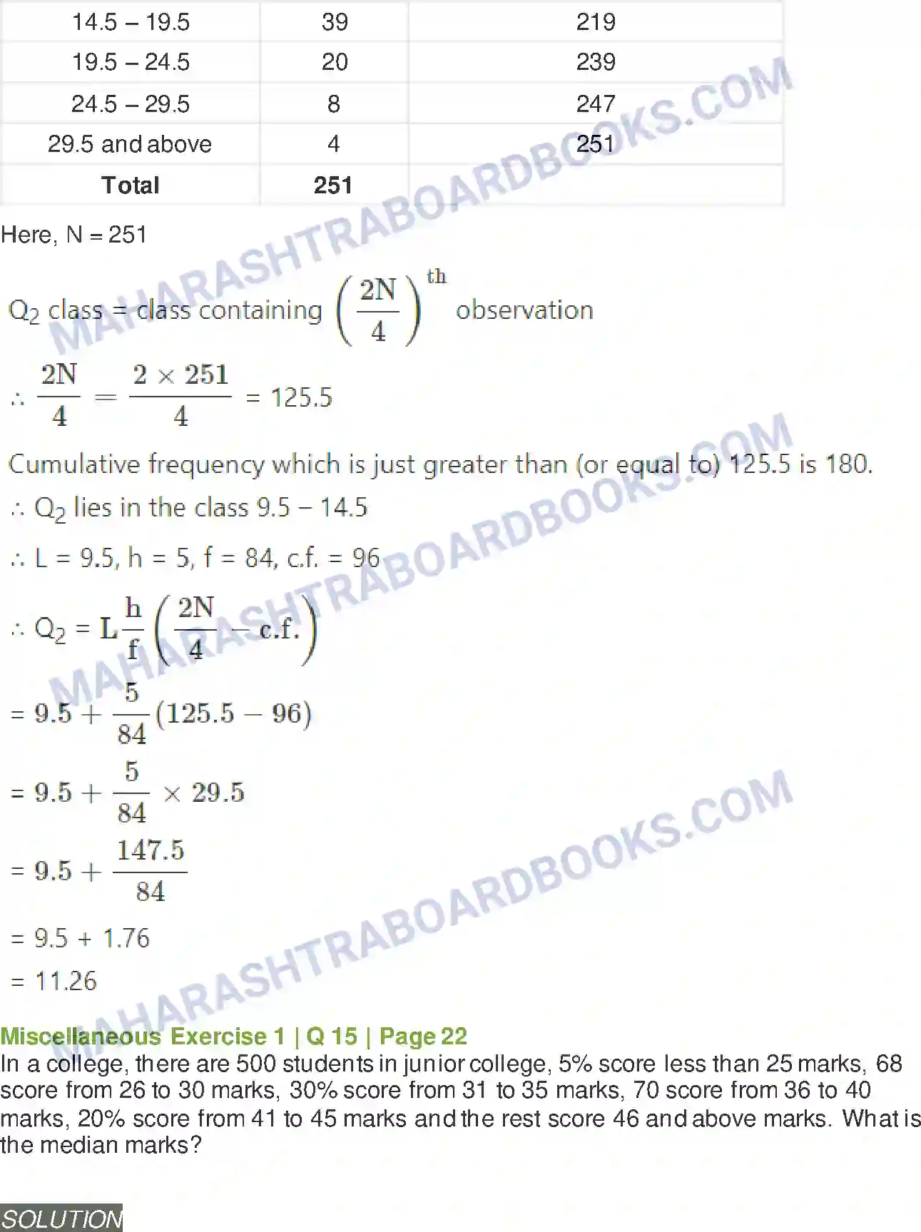 Maharashtra Board Solution Class-11 Mathematics+&+Statistics+-+2 Partition Values Image 72