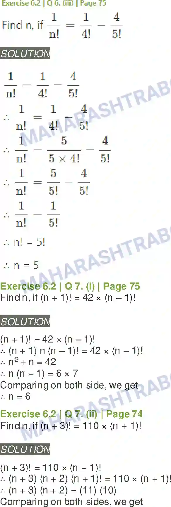 Maharashtra Board Solution class-11 Mathematics+&+Statistics+-+2 Permutations and Combinations Image 15